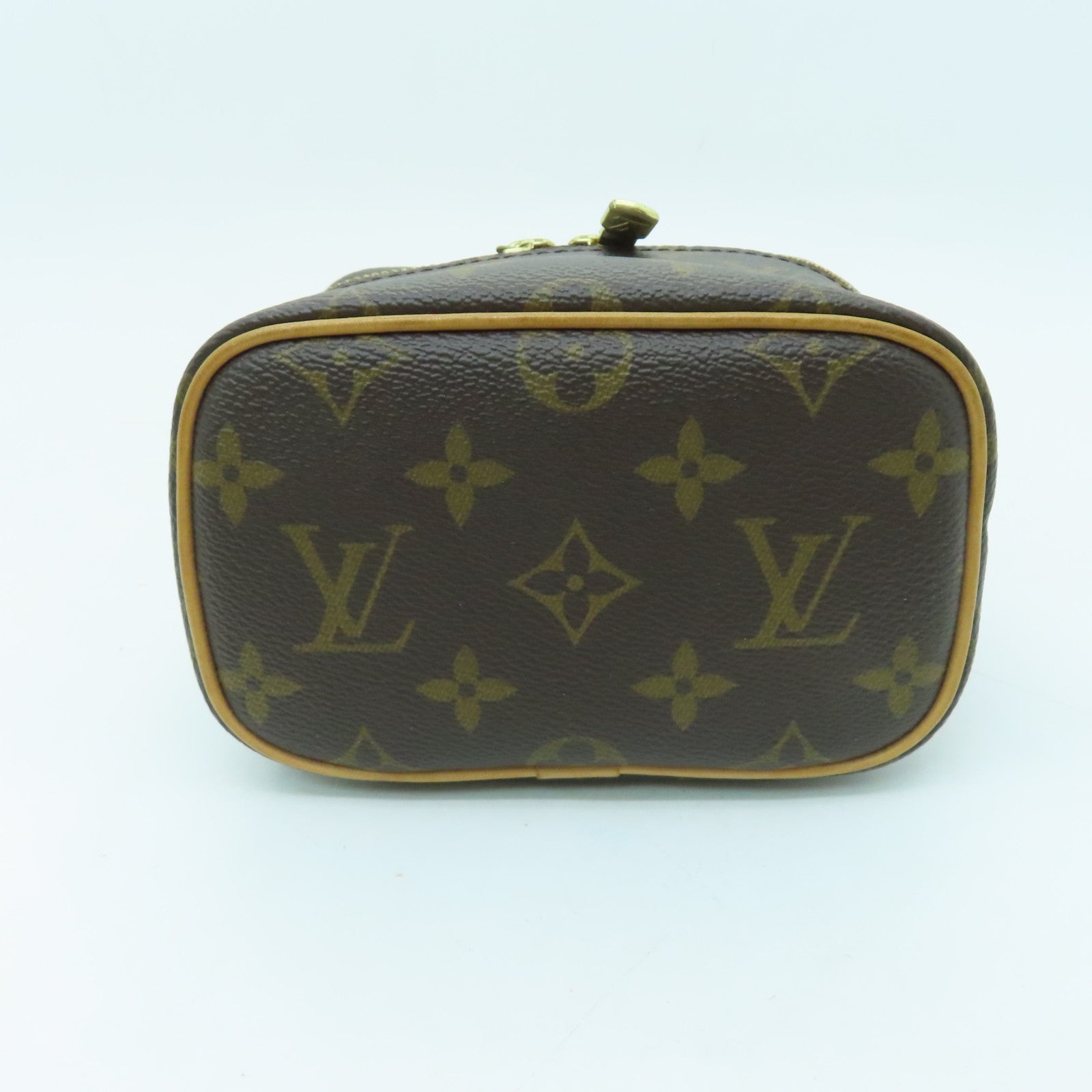 LOUIS VUITTON Monogram Nice Nano金扣化妝袋啡色
