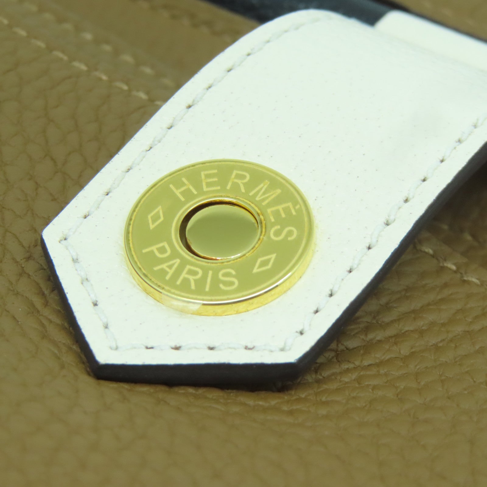 HERMES Taurillon Clemence皮革/Chevre Mysore皮革Sac Saut 25肩背袋啡色/黑色/白色