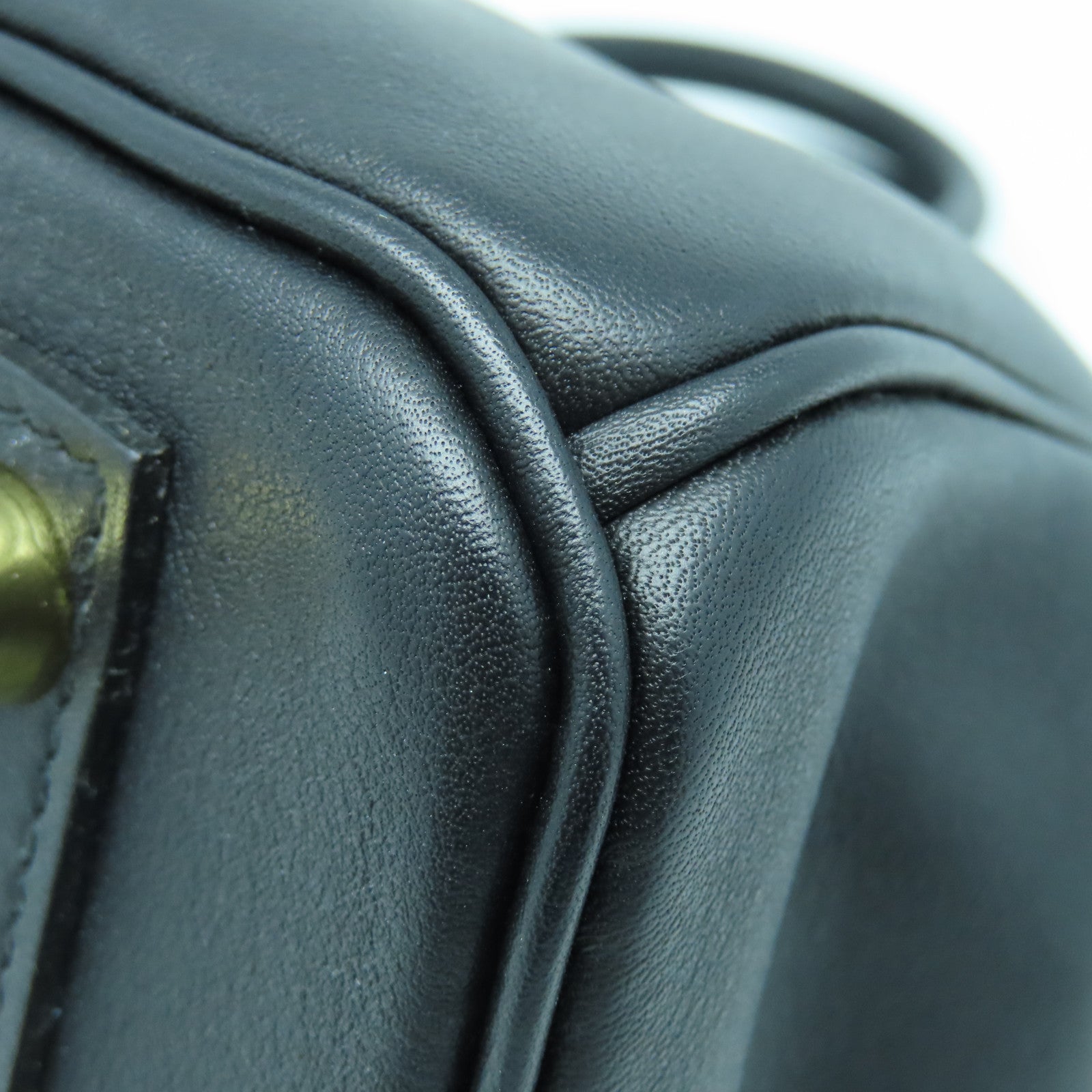 HERMES Swift Leather Birkin 25 Gold Buckle Hand Bag Noir/Black