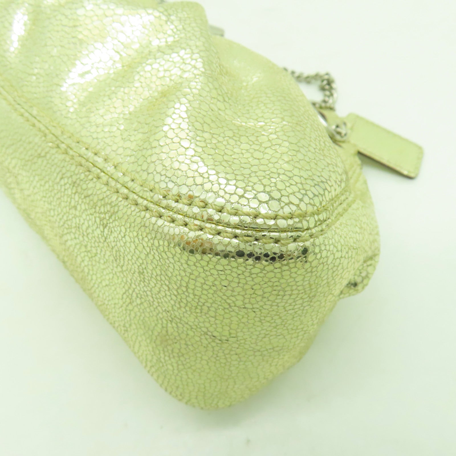 COACH 皮革Chain Shoulder銀扣鏈帶肩背袋金色