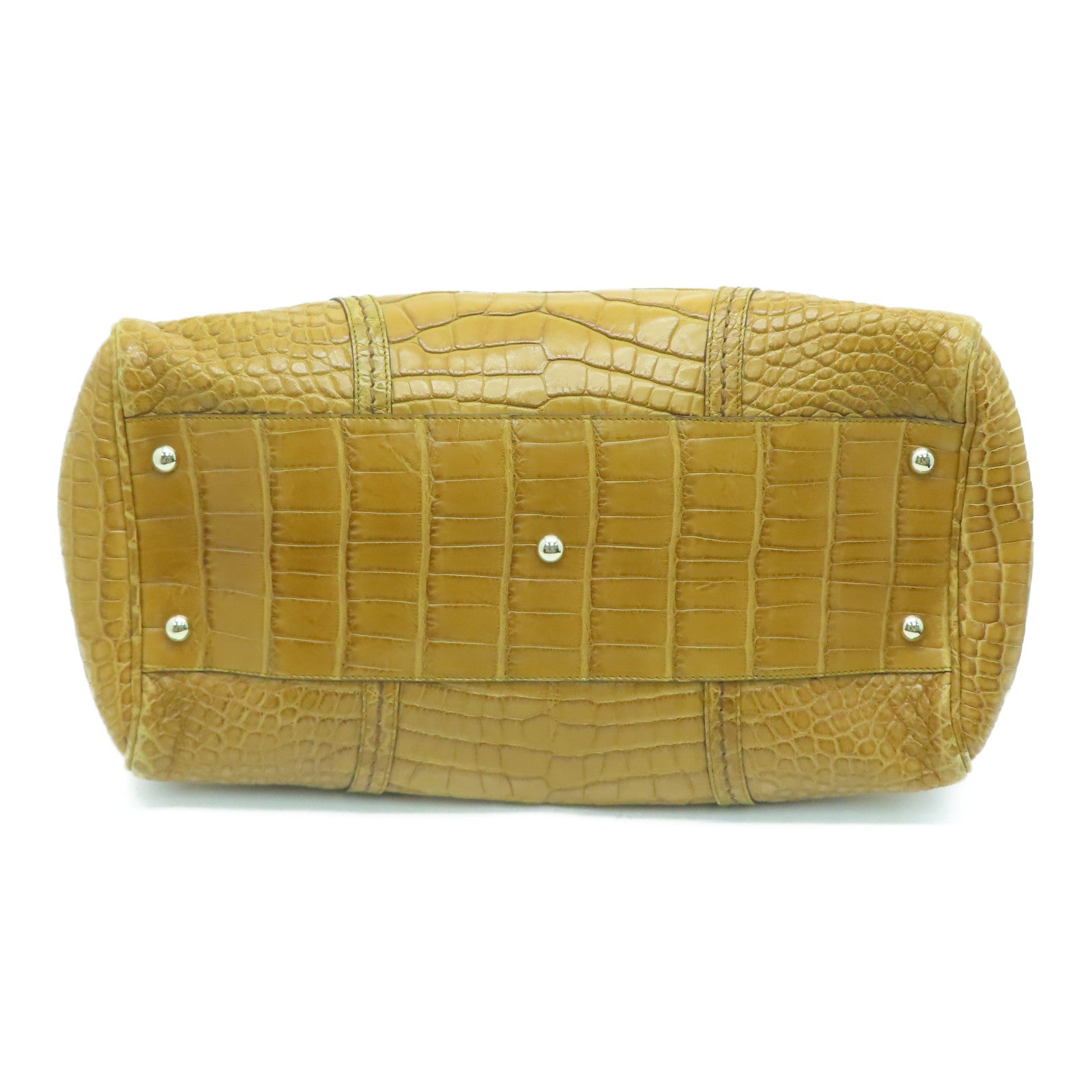 GUCCI [Sharp Discount] Crocodile Leather Handbag Brown Brown