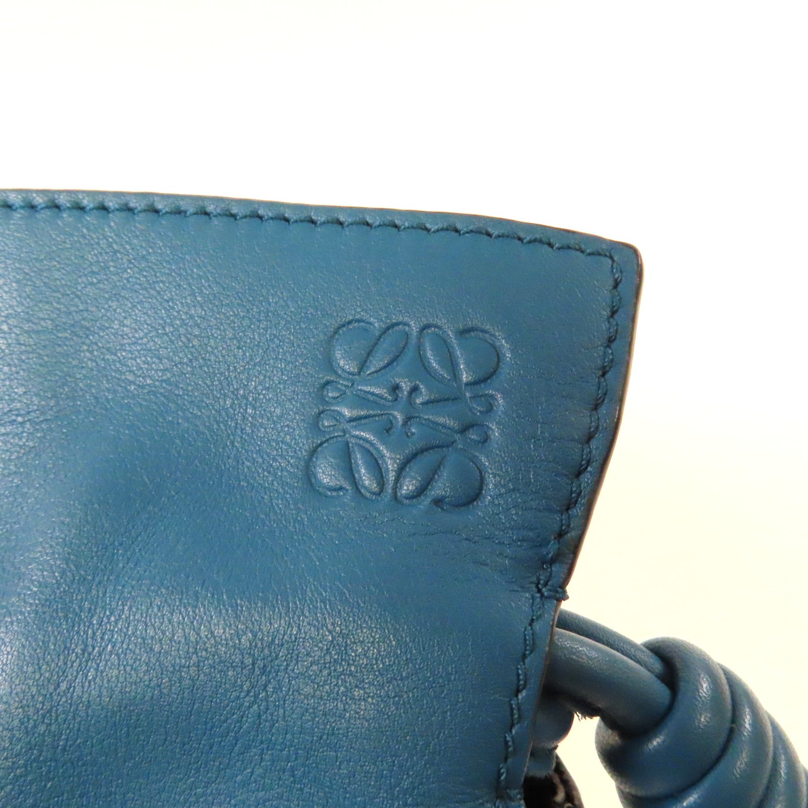LOEWE 羊皮皮革Shoulder Bag金扣肩背袋藍色