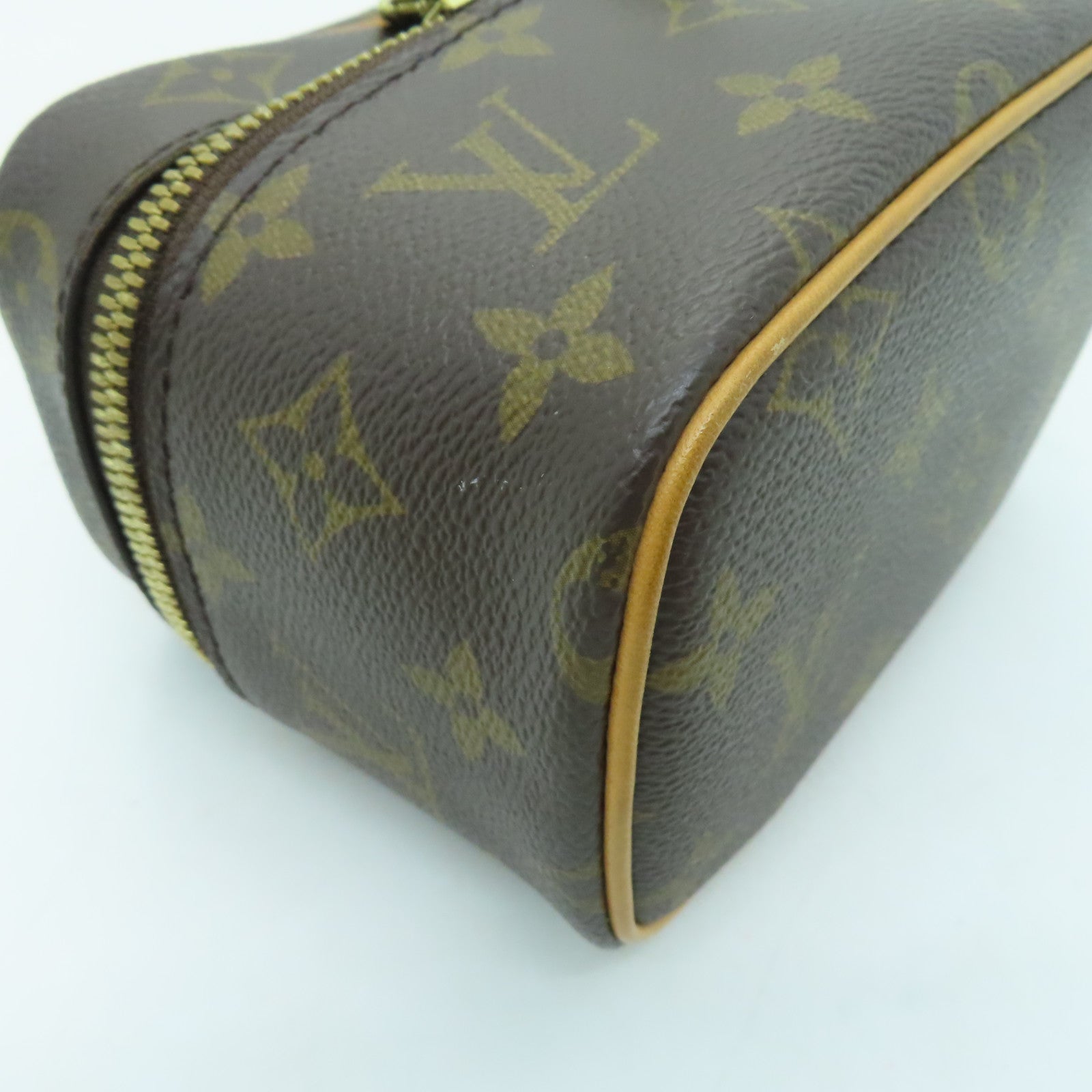 LOUIS VUITTON Monogram Nice Nano金扣化妝袋啡色
