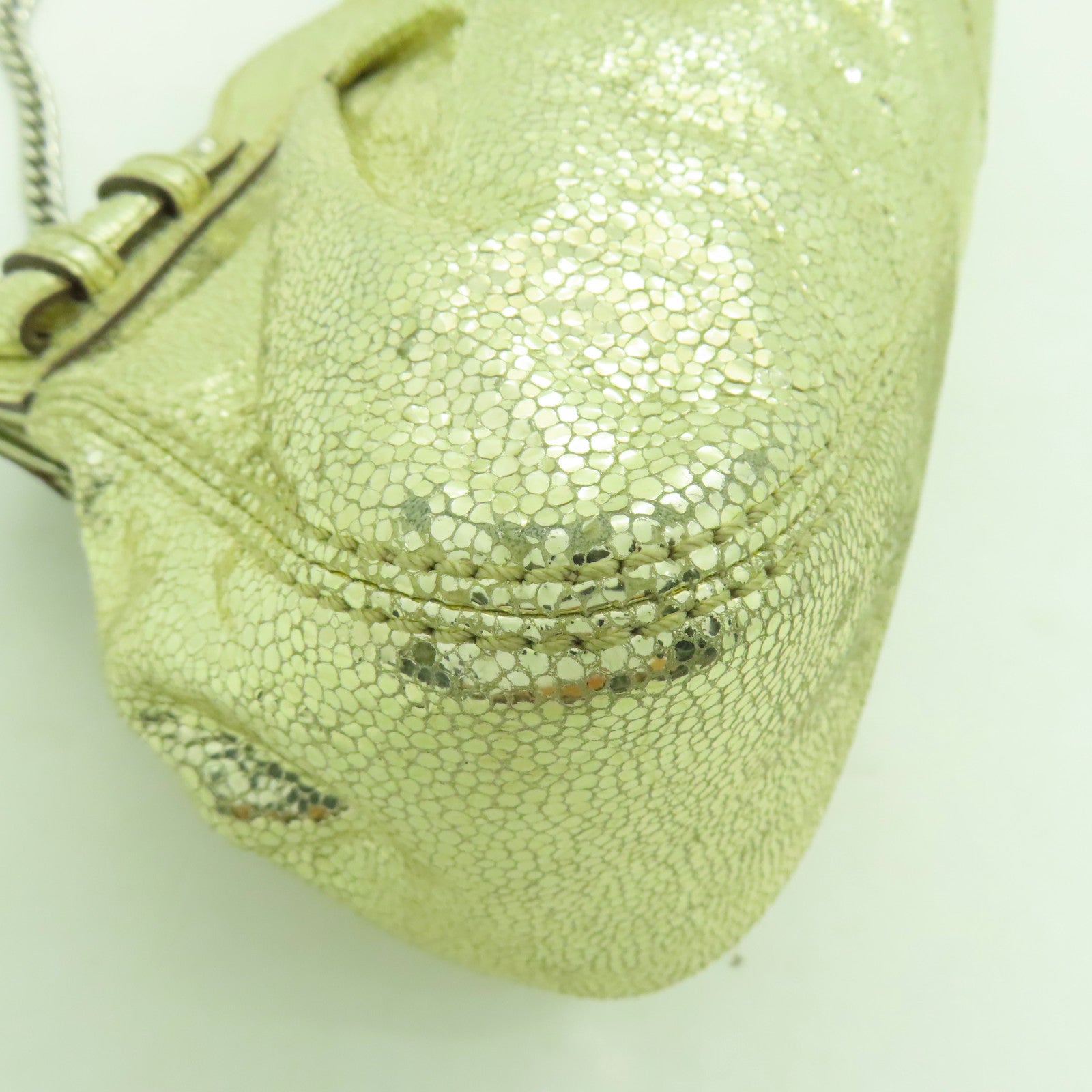 COACH 皮革Chain Shoulder銀扣鏈帶肩背袋金色