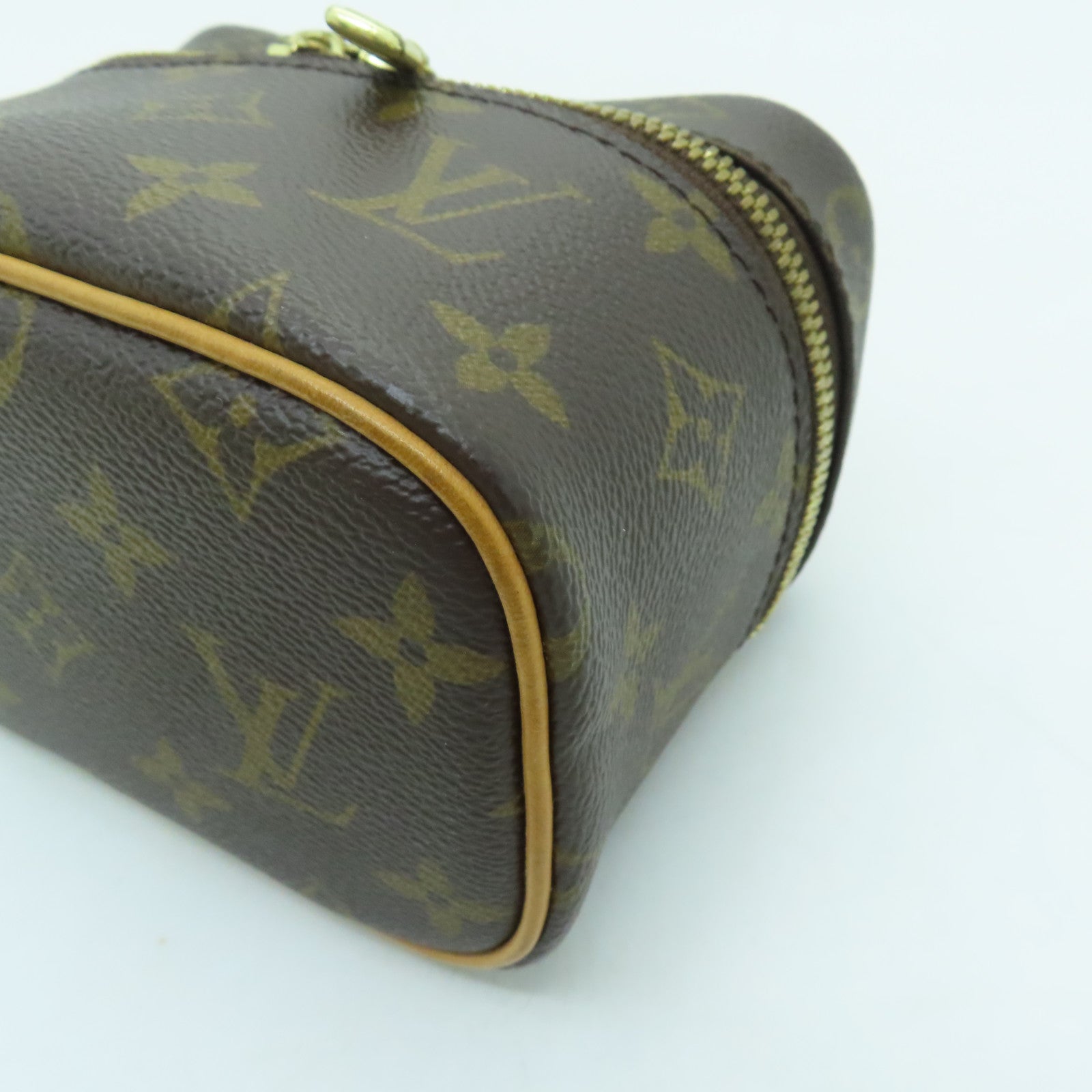 LOUIS VUITTON Monogram Nice Nano金扣化妝袋啡色