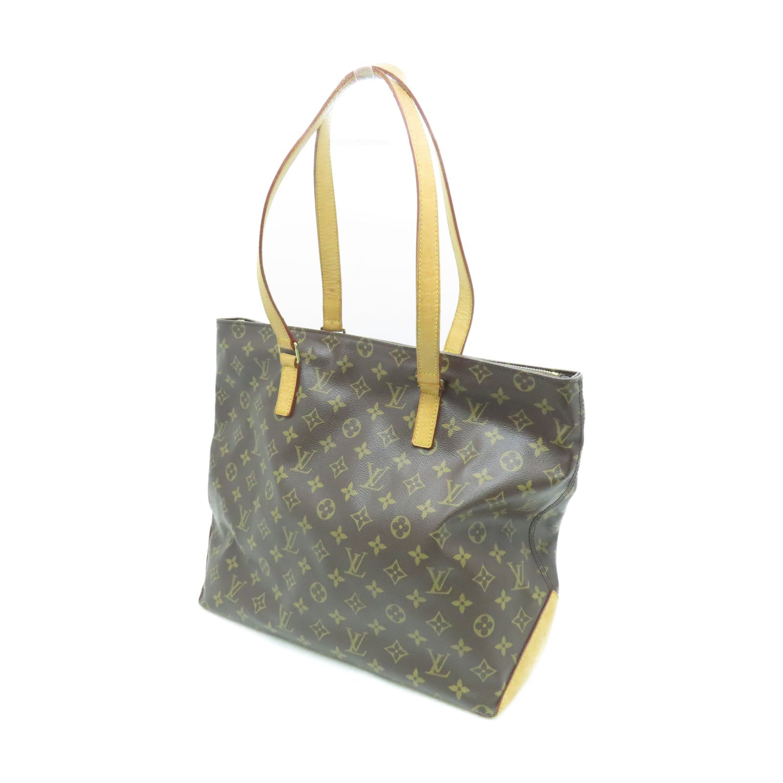 LOUIS VUITTON Monogram Cabas Mezzo金扣手挽袋棕色