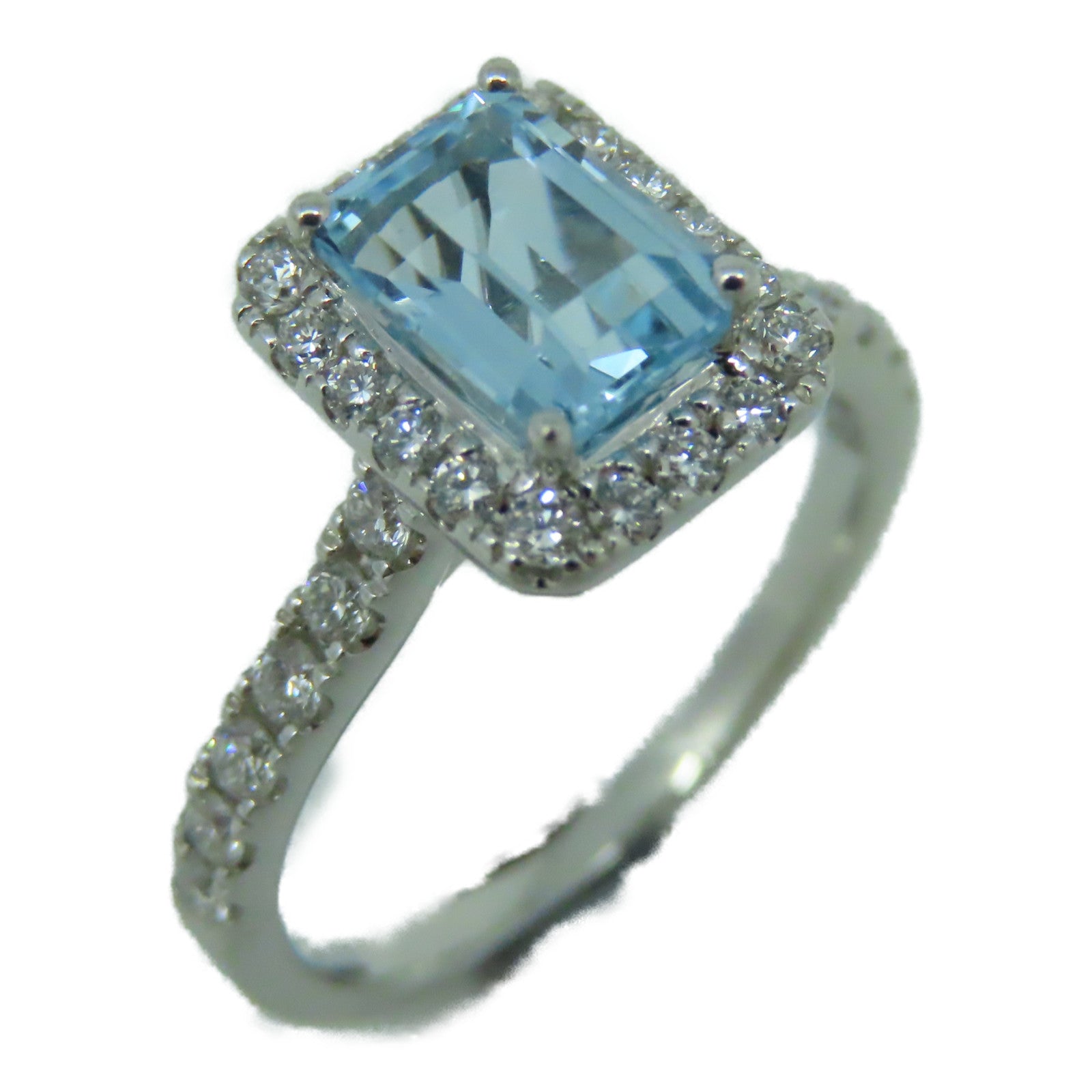 JEWELRY 18K白金Aquamarine Diamond 1.21ct鑽石戒指US#5.5