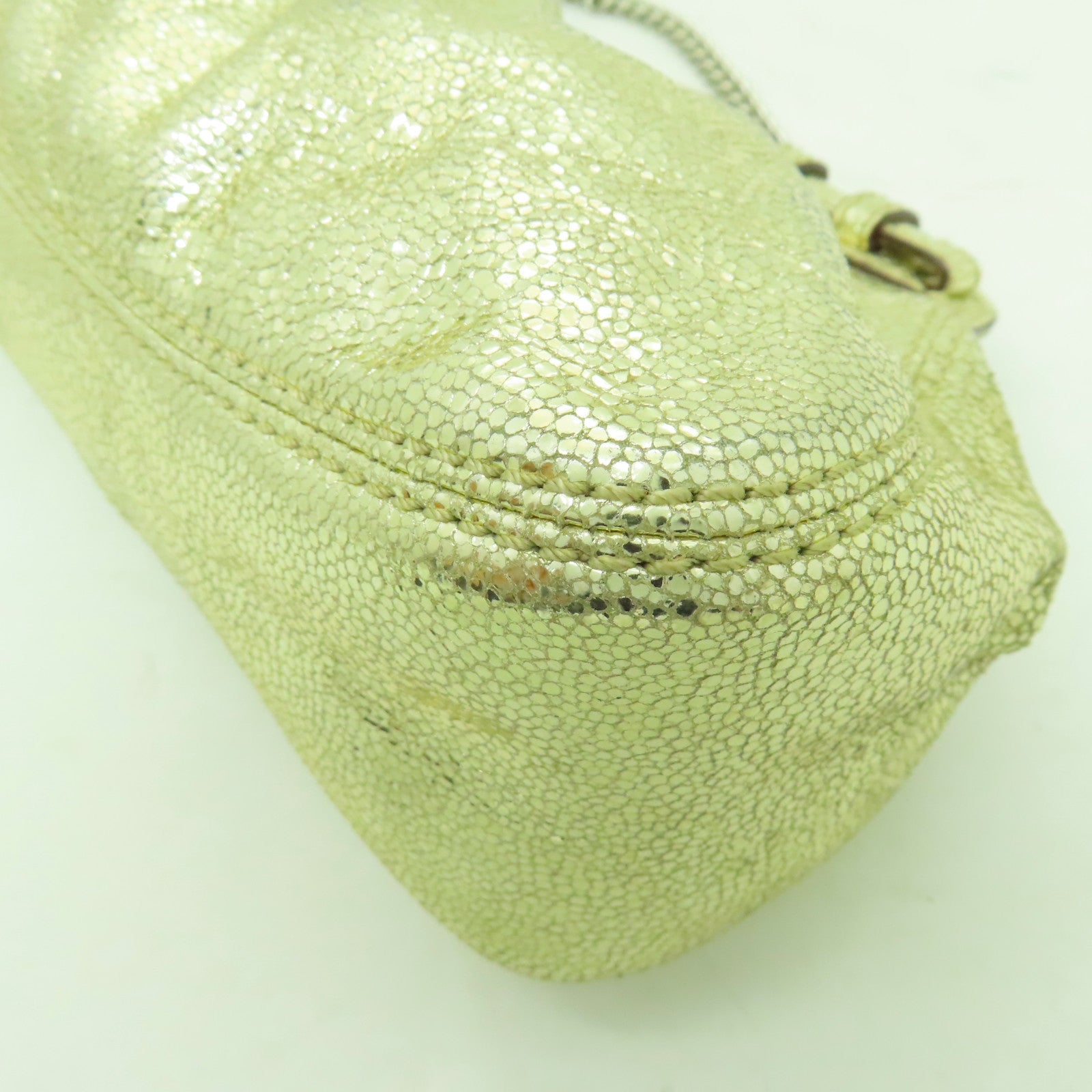 COACH 皮革Chain Shoulder銀扣鏈帶肩背袋金色