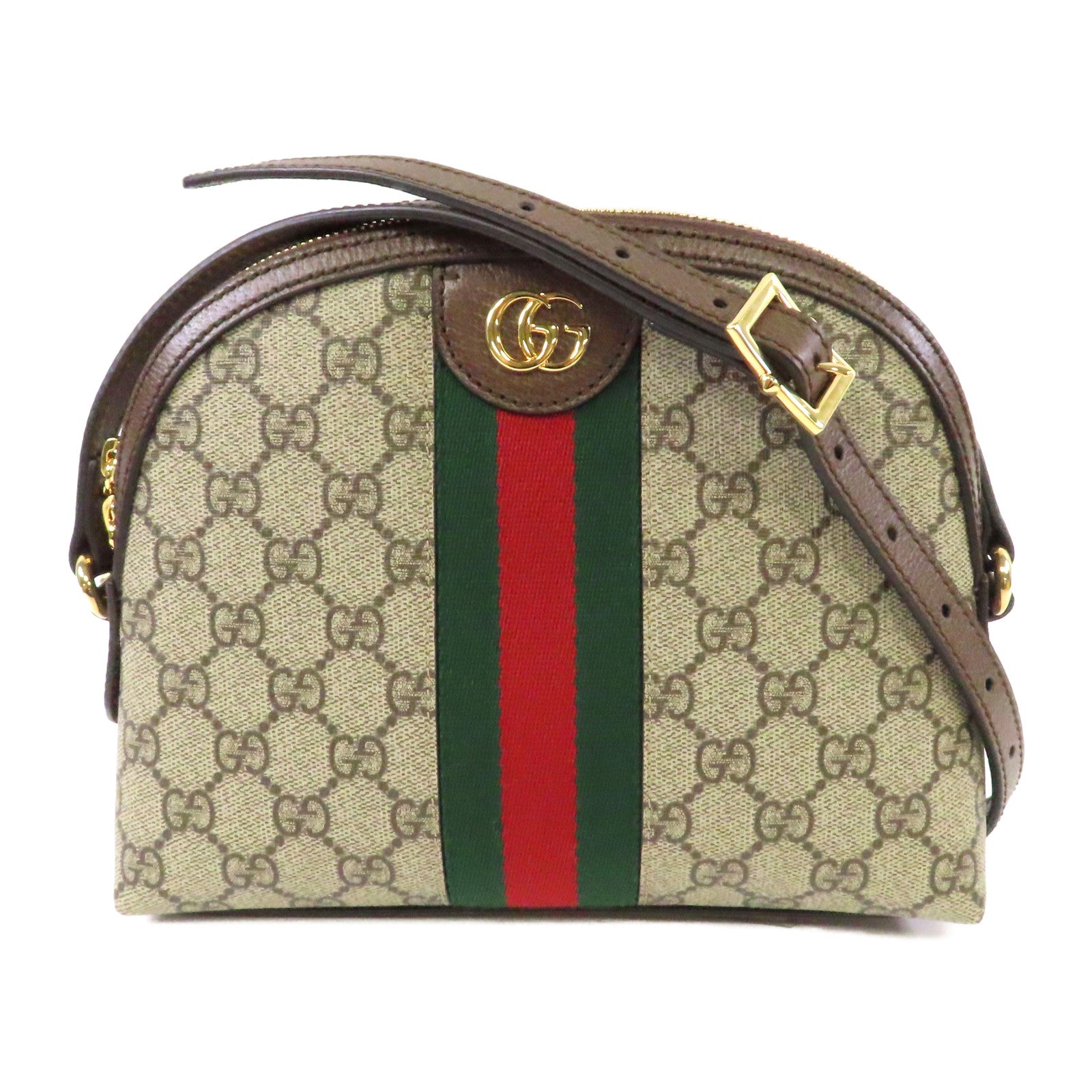 GUCCI 塗層帆布Ophidia GG金扣肩背袋啡色