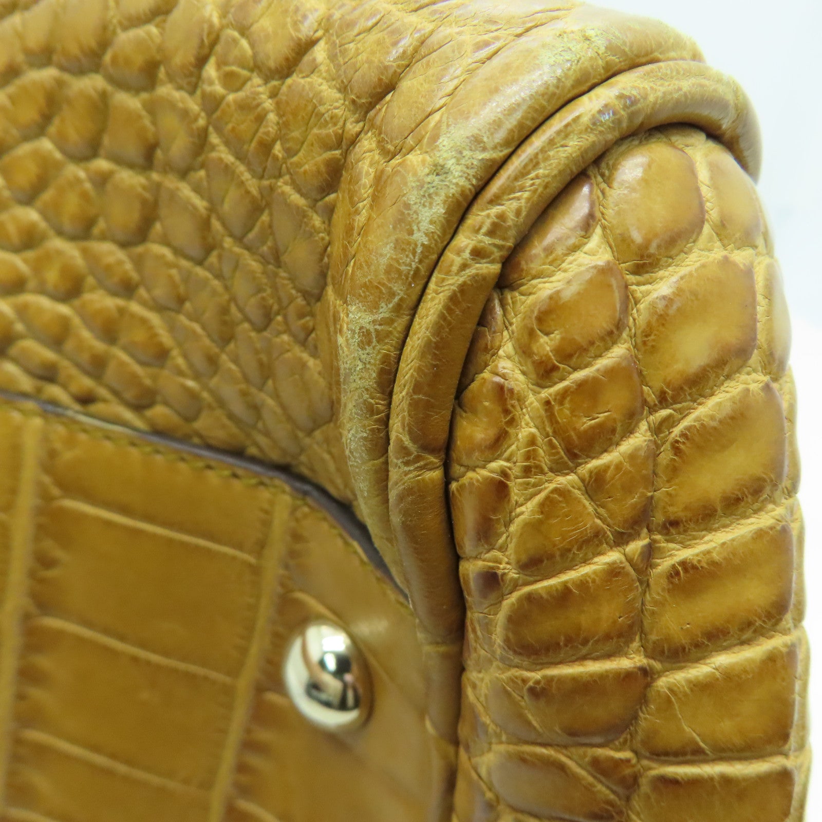 GUCCI [Sharp Discount] Crocodile Leather Handbag Brown Brown