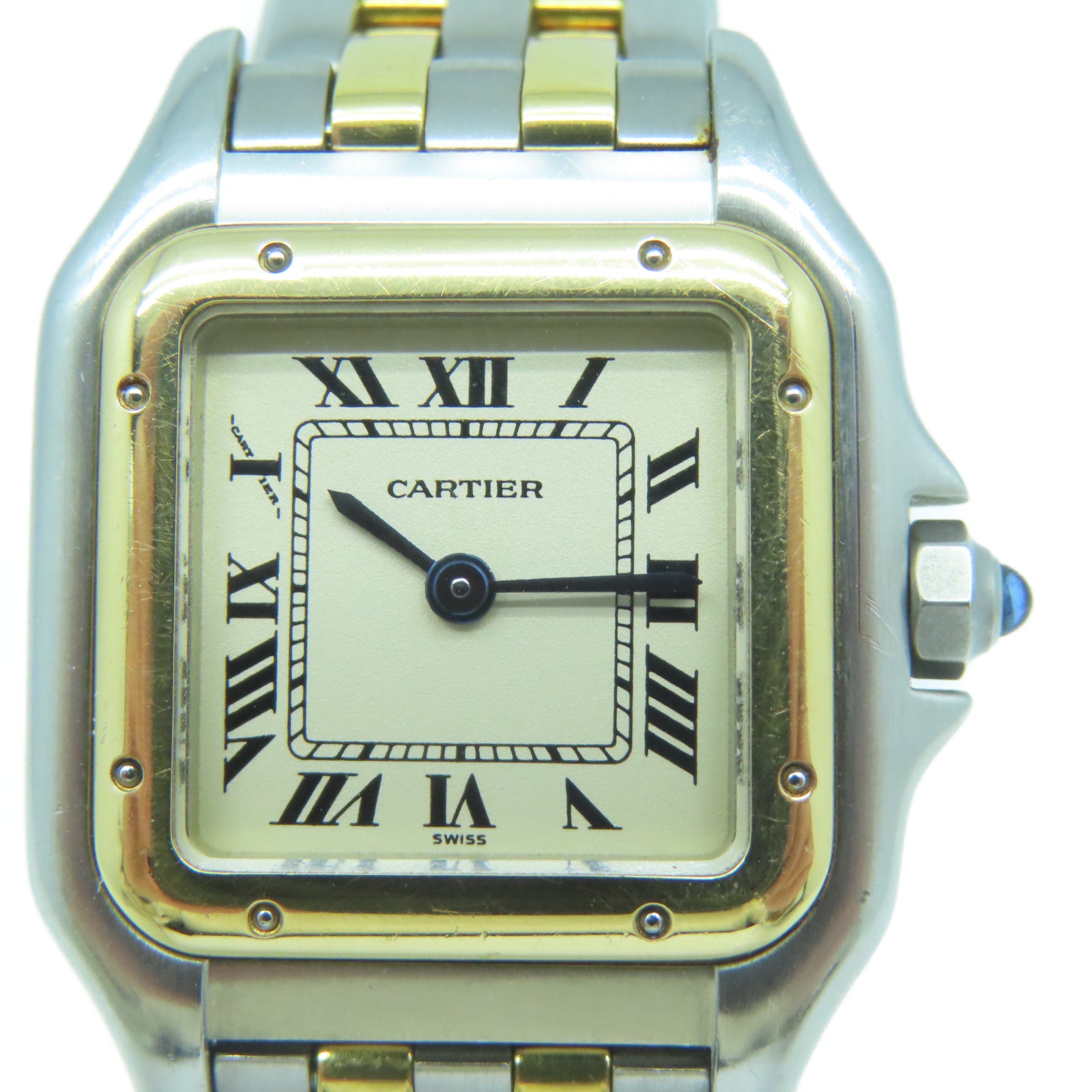CARTIER 18K黃金/不鏽鋼Panthere de Cartier手錶米色#13.5cm