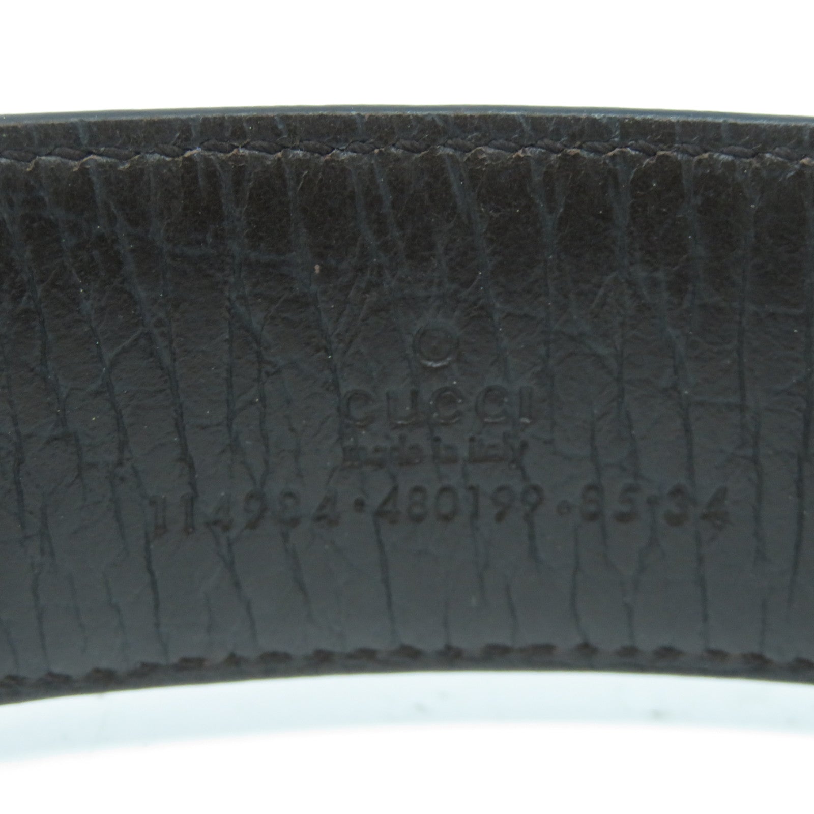 GUCCI 皮革Belt銀扣皮帶米色/啡色