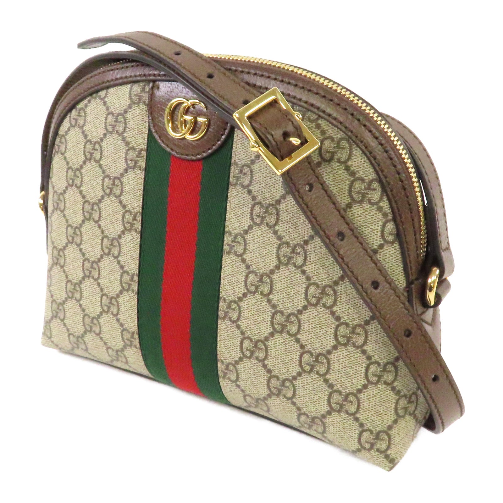 GUCCI 塗層帆布Ophidia GG金扣肩背袋啡色