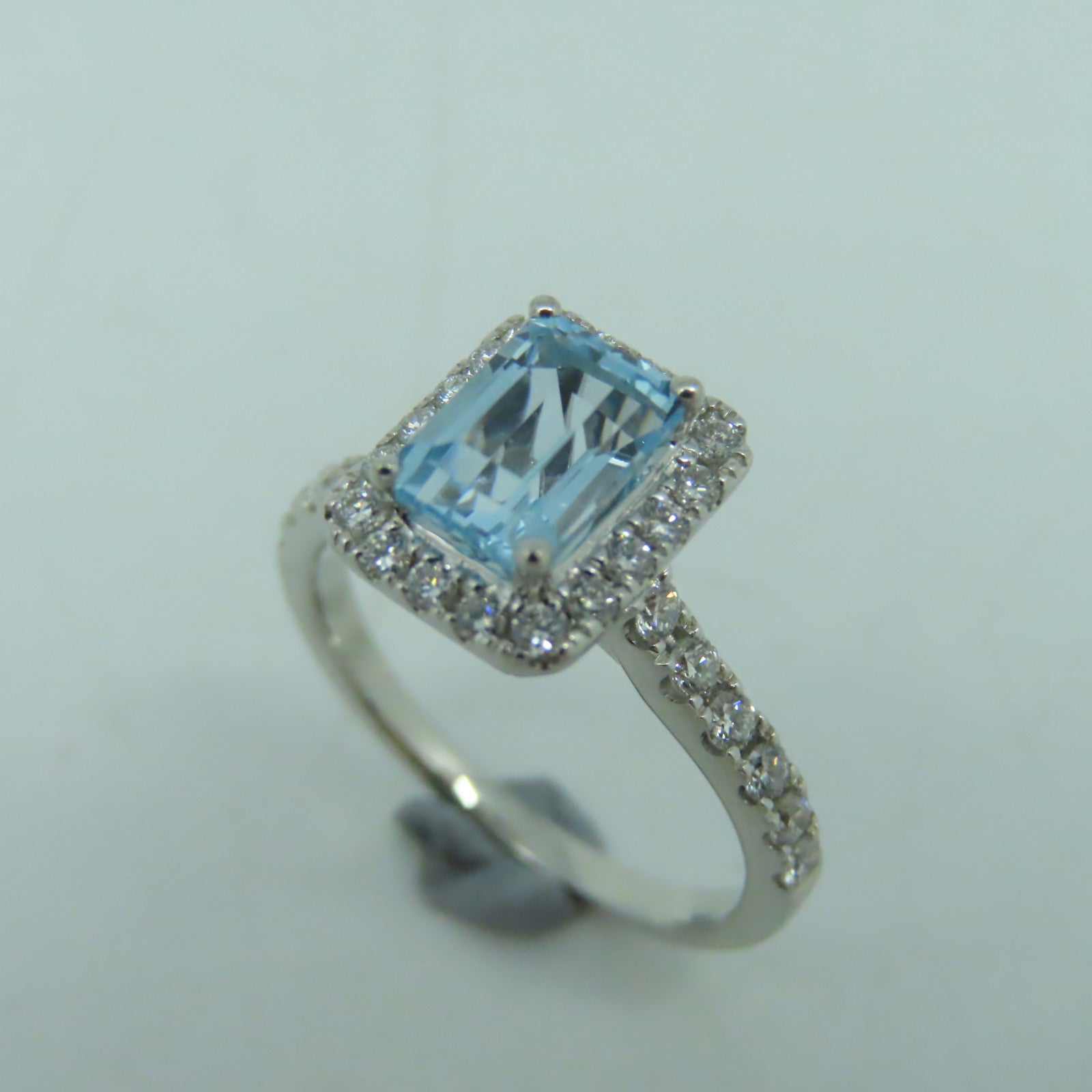JEWELRY 18K白金Aquamarine Diamond 1.21ct鑽石戒指US#5.5