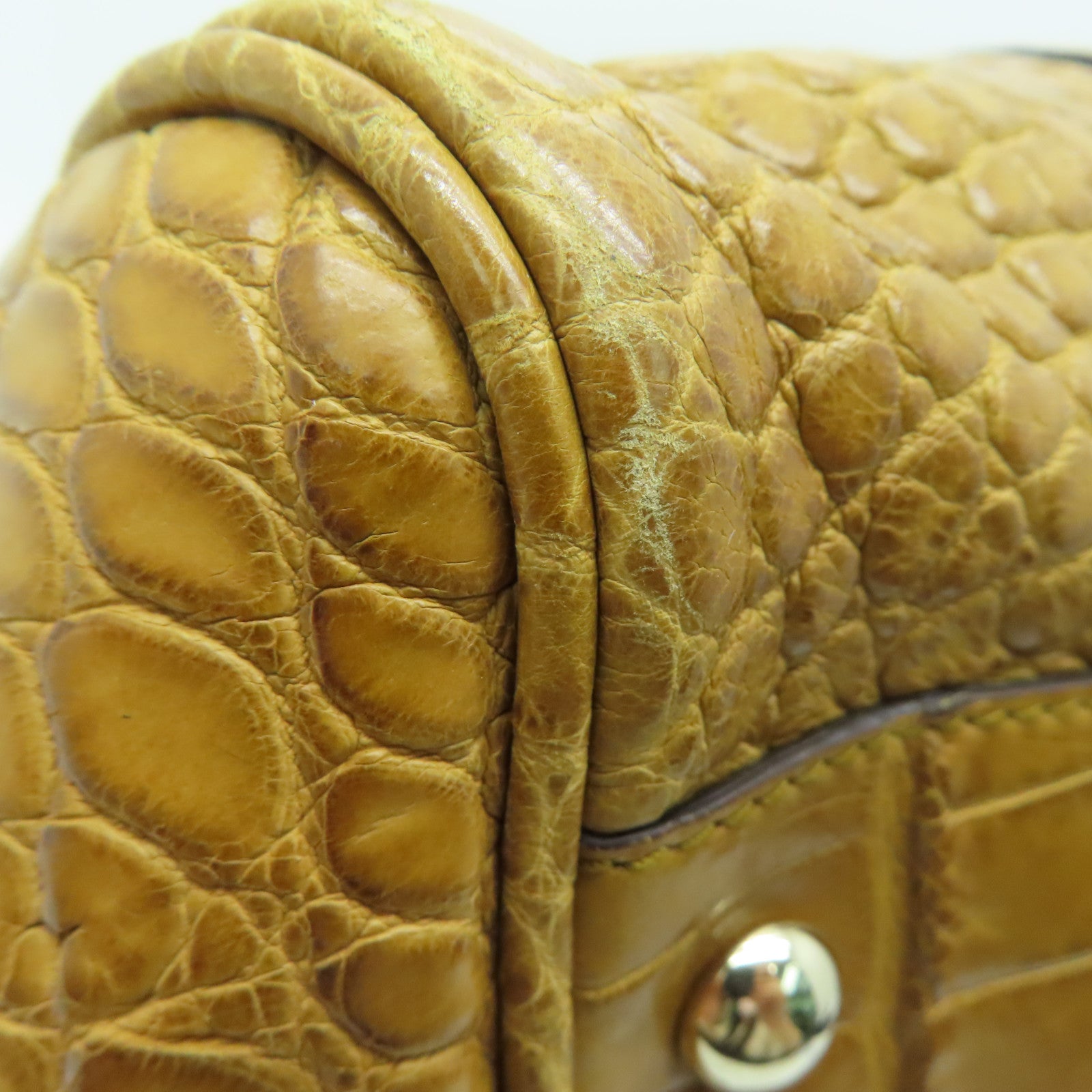 GUCCI [Sharp Discount] Crocodile Leather Handbag Brown Brown