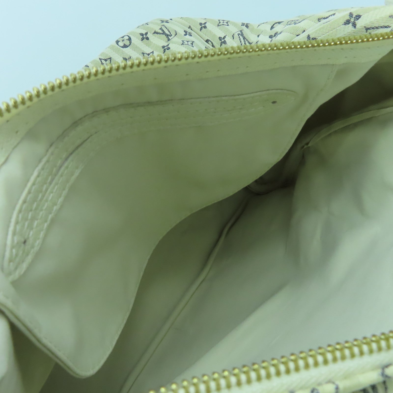 LOUIS VUITTON Monogram Mini Speedy 30金扣手挽袋白色