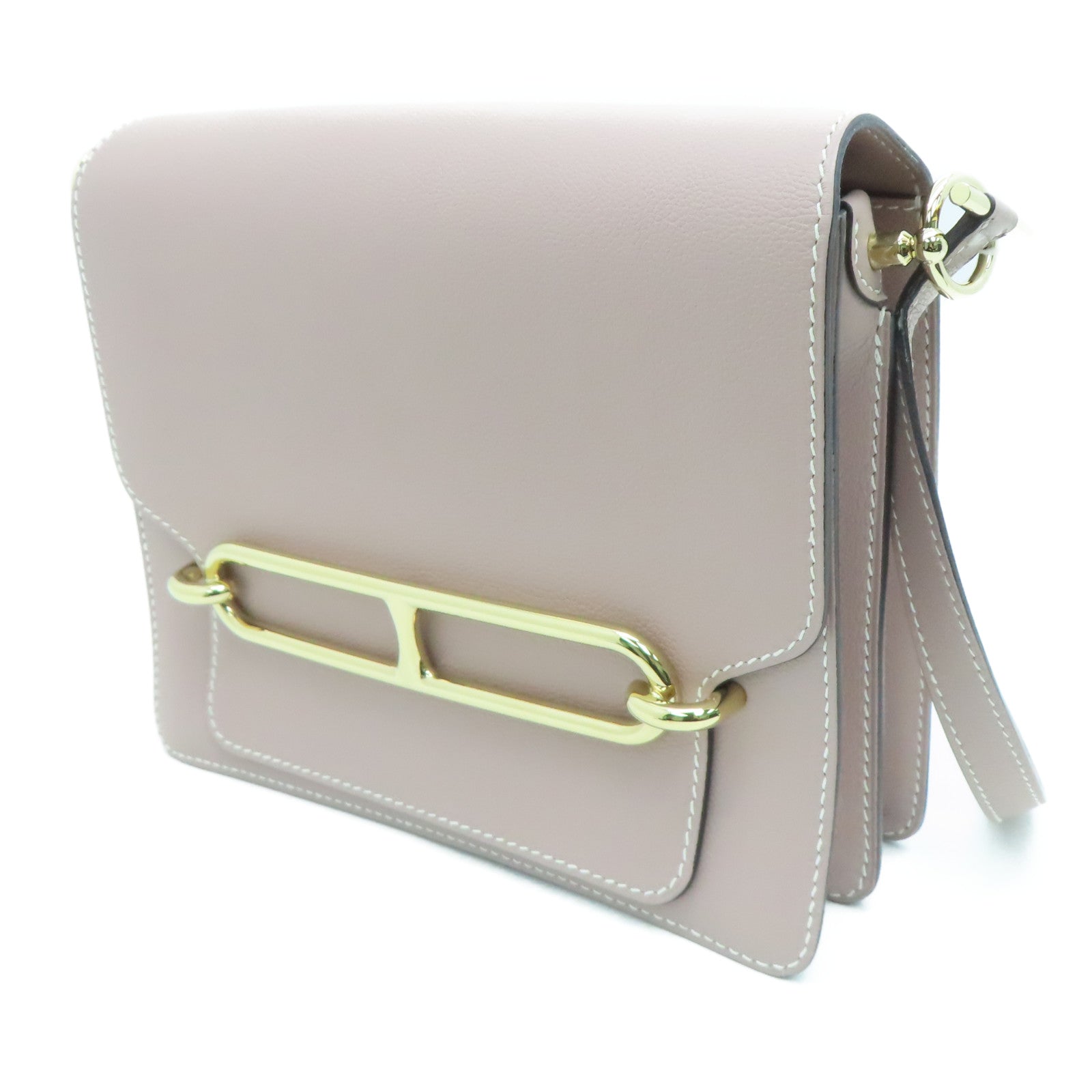 HERMES Evercolor皮革Roulis 23金扣肩背袋Glycine褐色