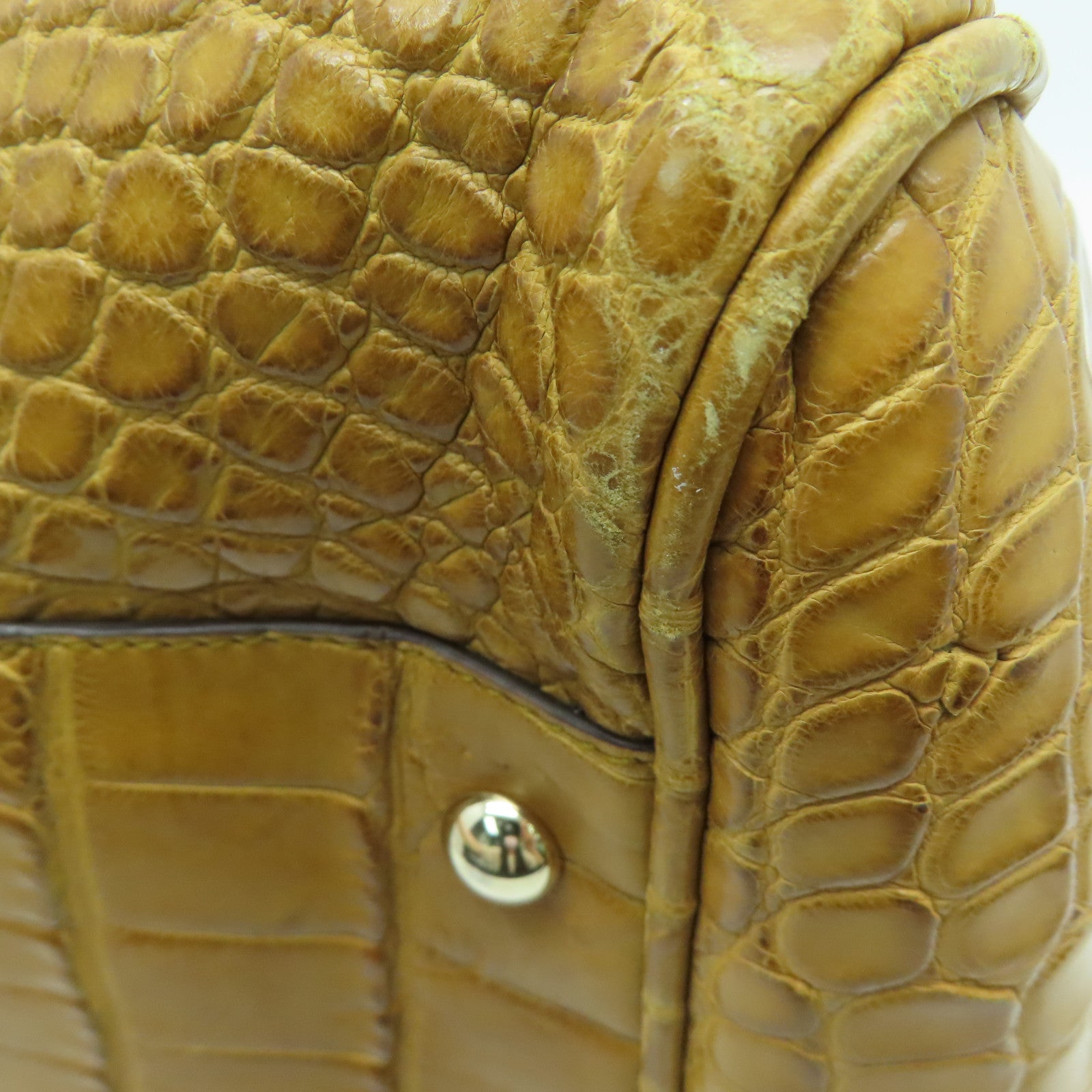GUCCI [Sharp Discount] Crocodile Leather Handbag Brown Brown