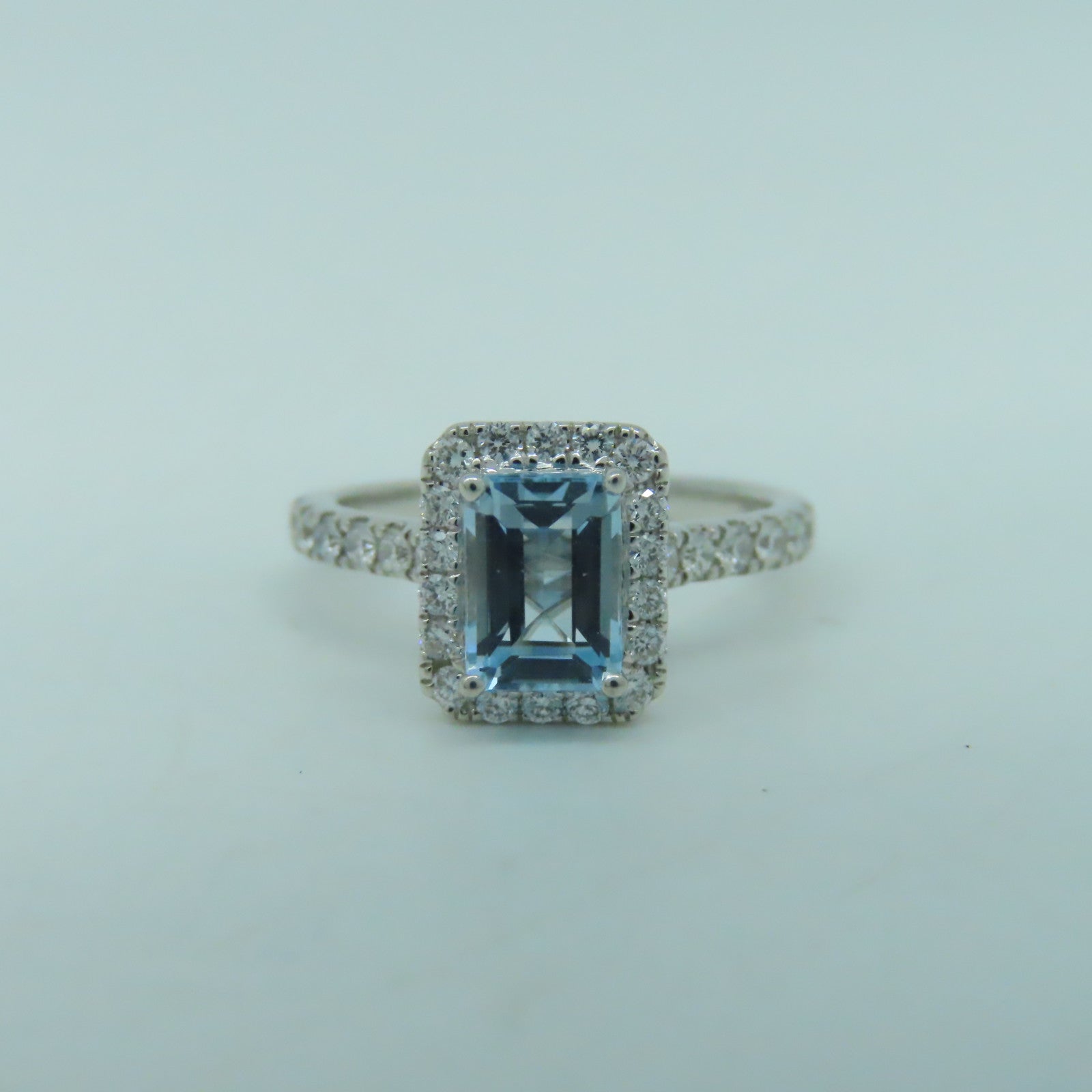 JEWELRY 18K白金Aquamarine Diamond 1.21ct鑽石戒指US#5.5
