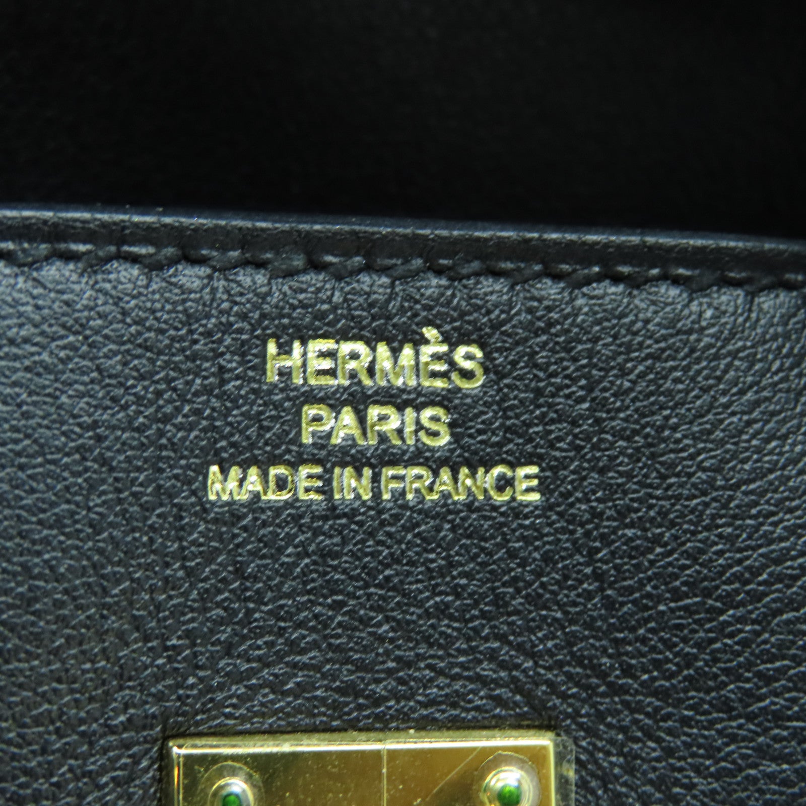 HERMES Swift Leather Birkin 25 Gold Buckle Hand Bag Noir/Black