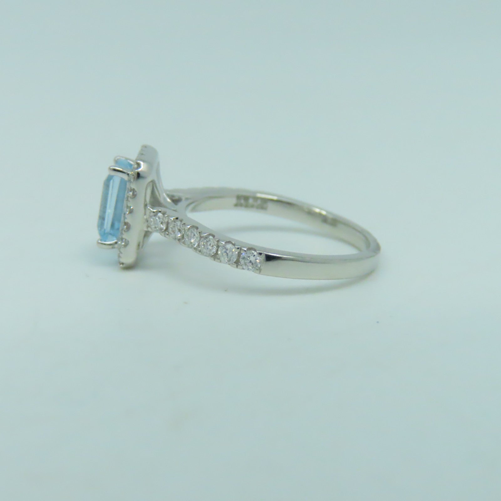 JEWELRY 18K白金Aquamarine Diamond 1.21ct鑽石戒指US#5.5