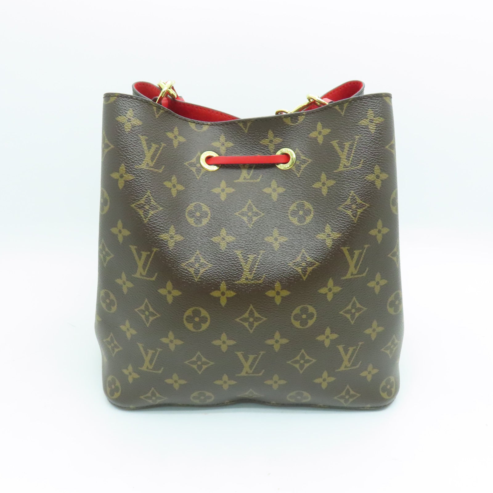 LOUIS VUITTON Monogram Neo Noe MM金扣肩背袋啡色/紅色