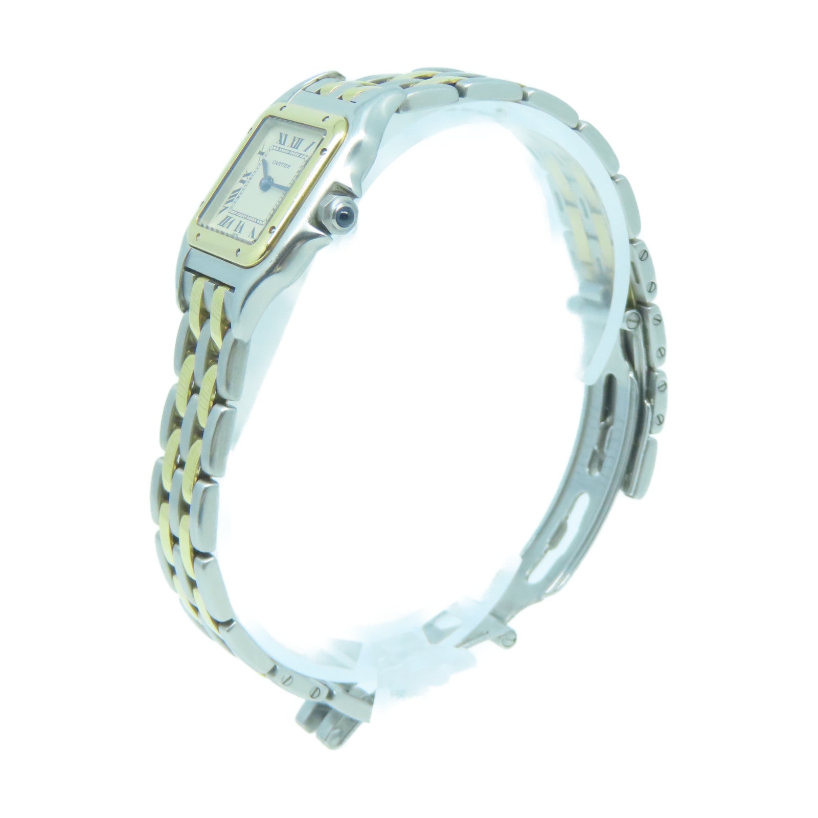 CARTIER 18K黃金/不鏽鋼Panthere de Cartier手錶米色#13.5cm