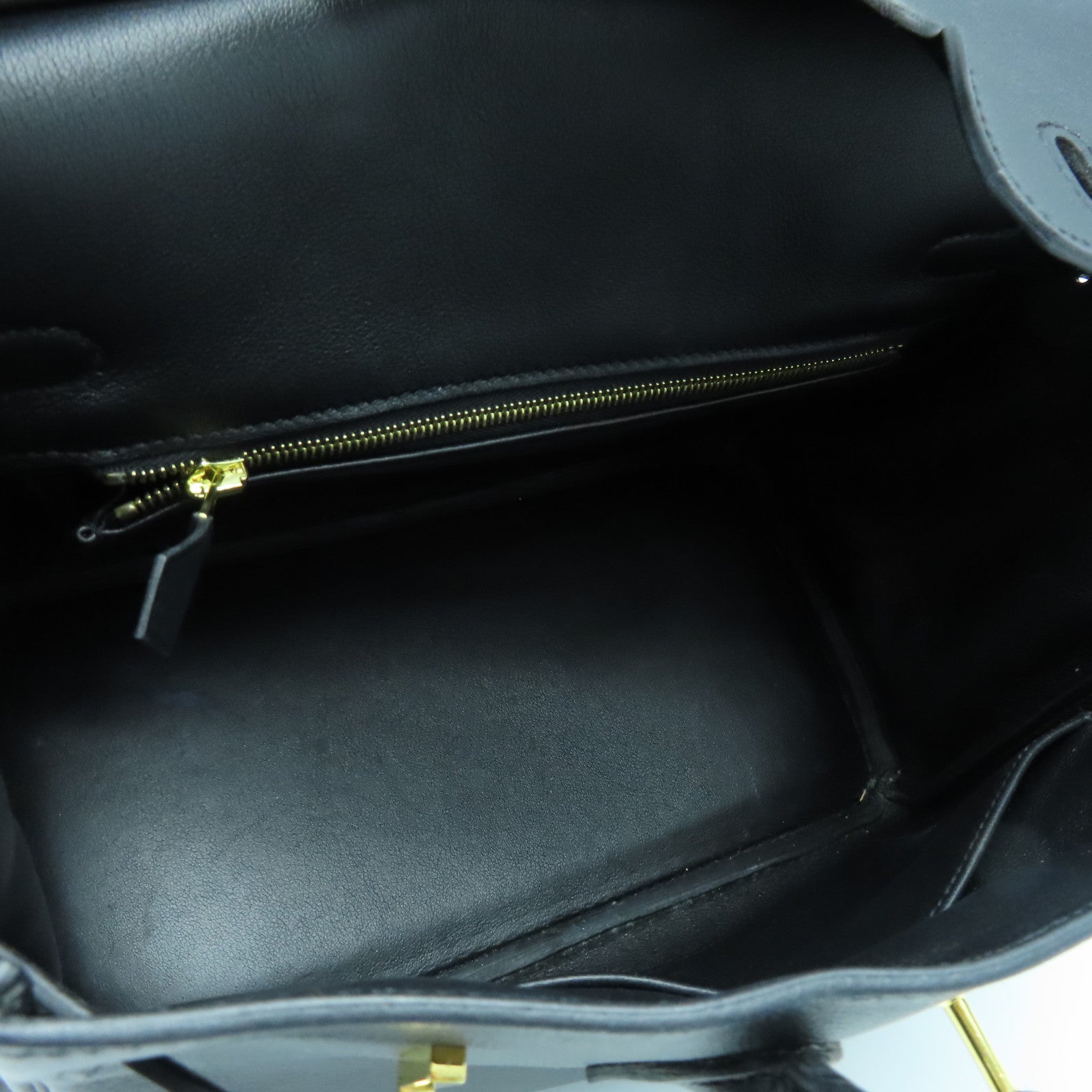 HERMES Swift Leather Birkin 25 Gold Buckle Hand Bag Noir/Black