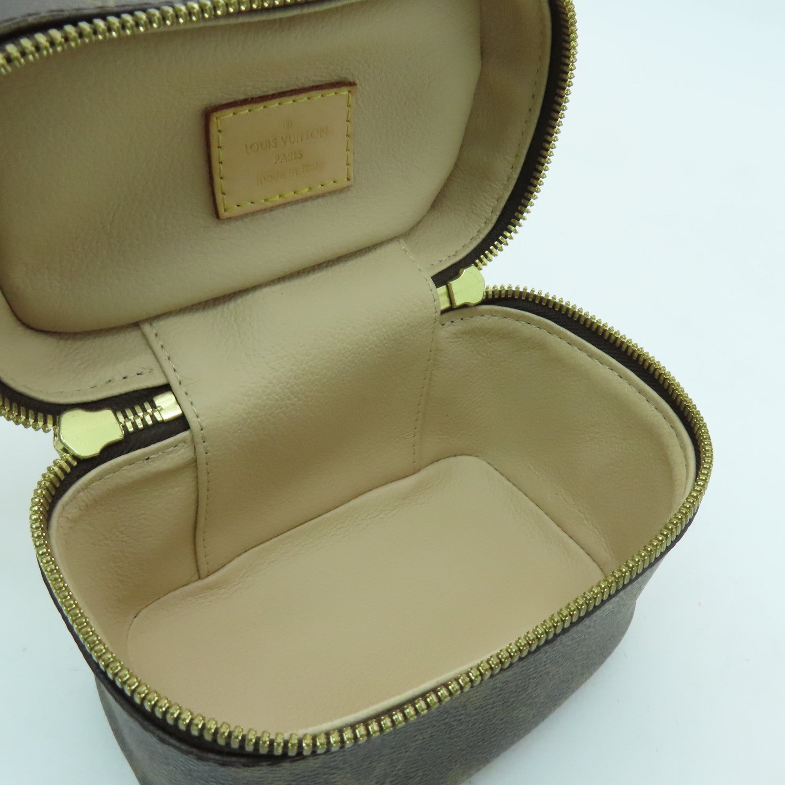 LOUIS VUITTON Monogram Nice Nano金扣化妝袋啡色