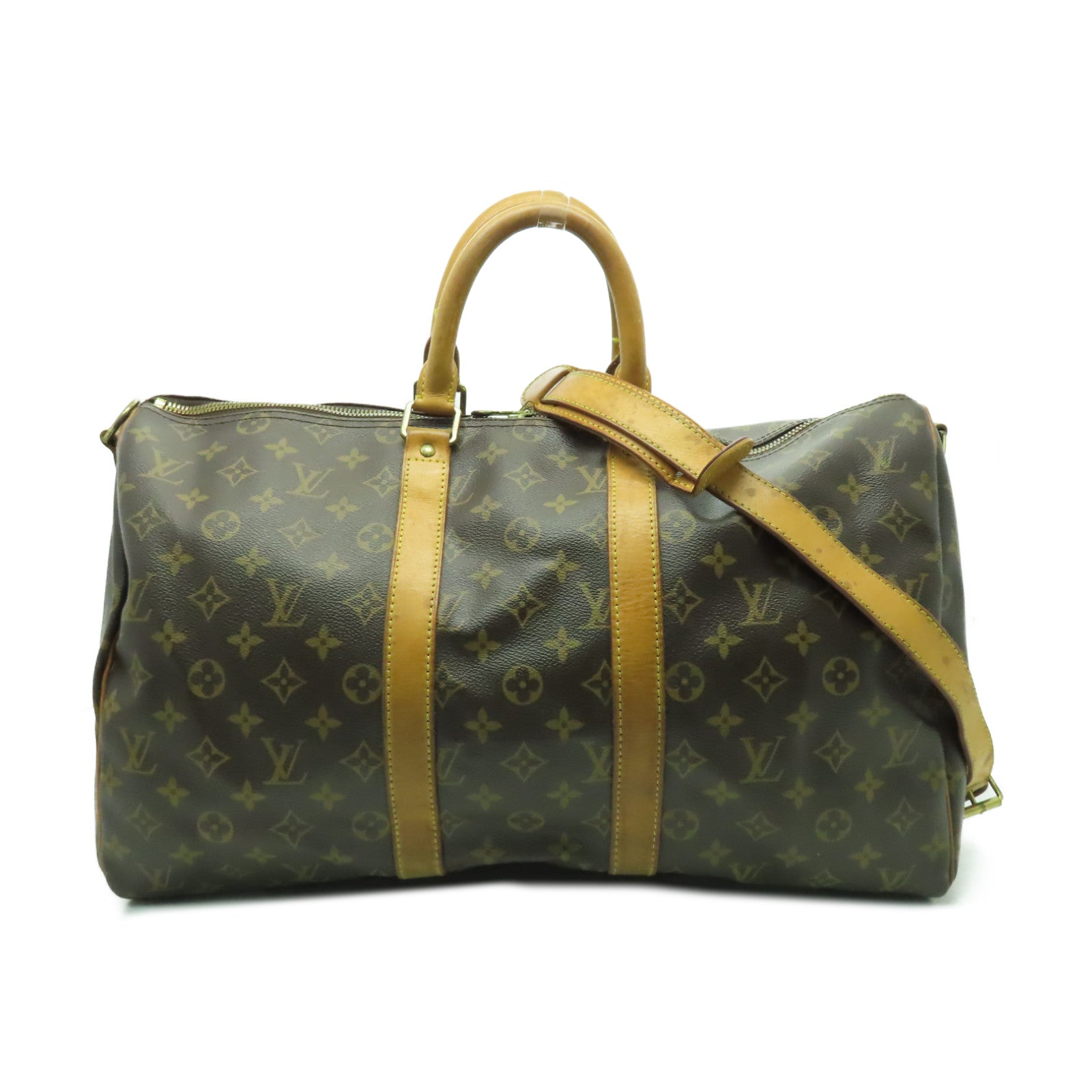 LOUIS VUITTON 【激減優惠】Monogram Keepall 45 Bandouliere金扣波士頓包棕色