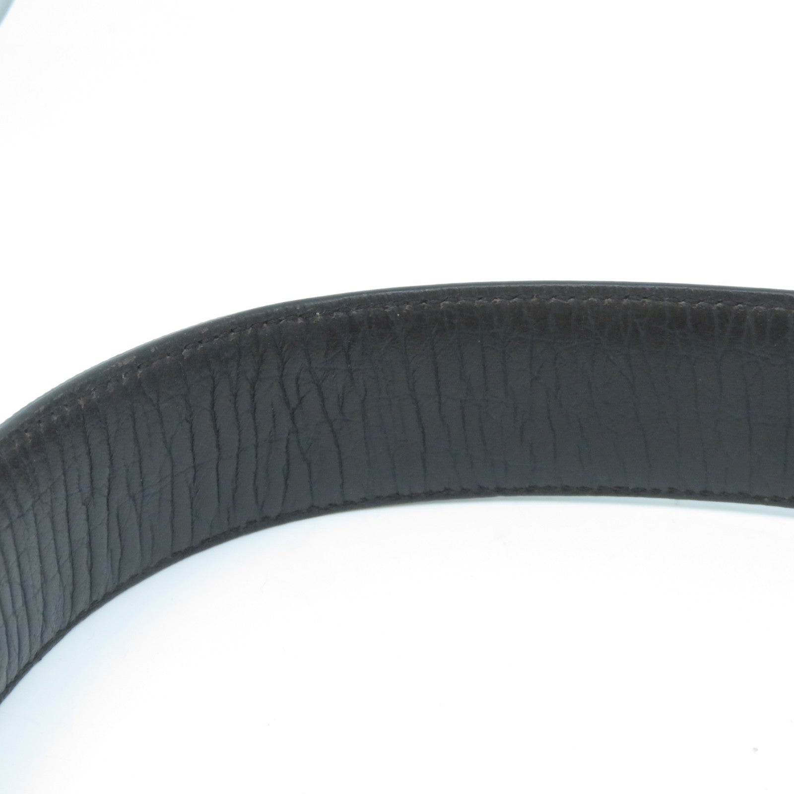 GUCCI 皮革Belt銀扣皮帶米色/啡色