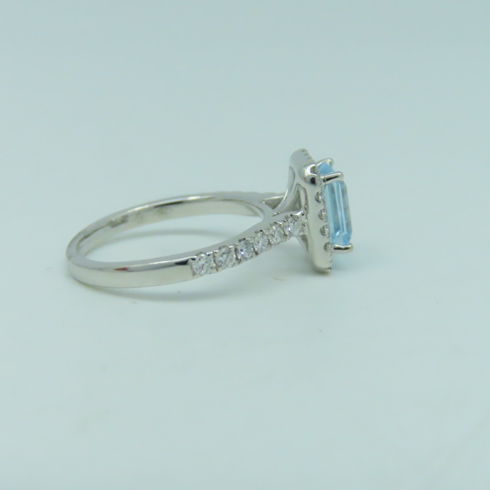 JEWELRY 18K白金Aquamarine Diamond 1.21ct鑽石戒指US#5.5
