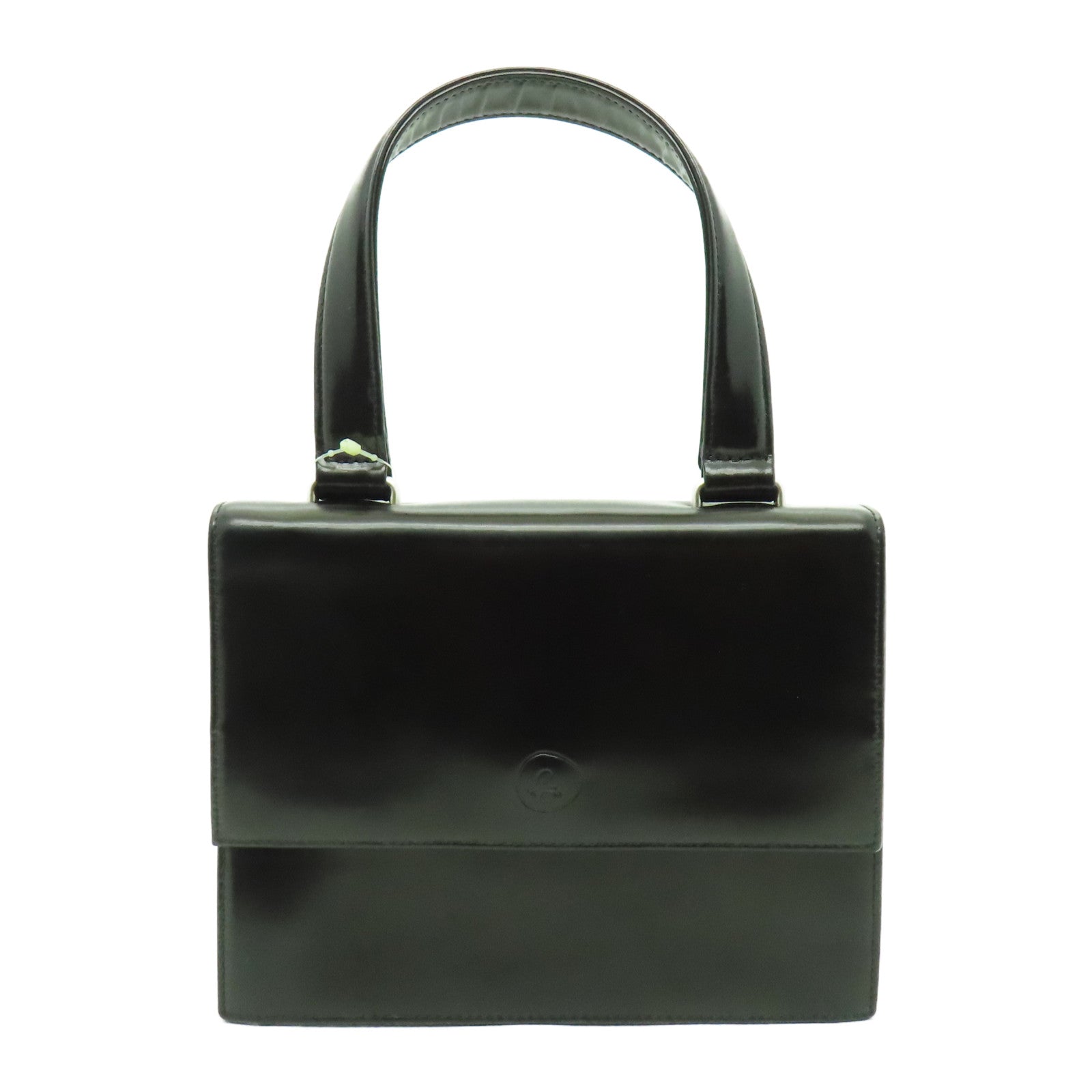 agnes b. 牛皮皮革Hand Bag銀扣手挽袋黑色