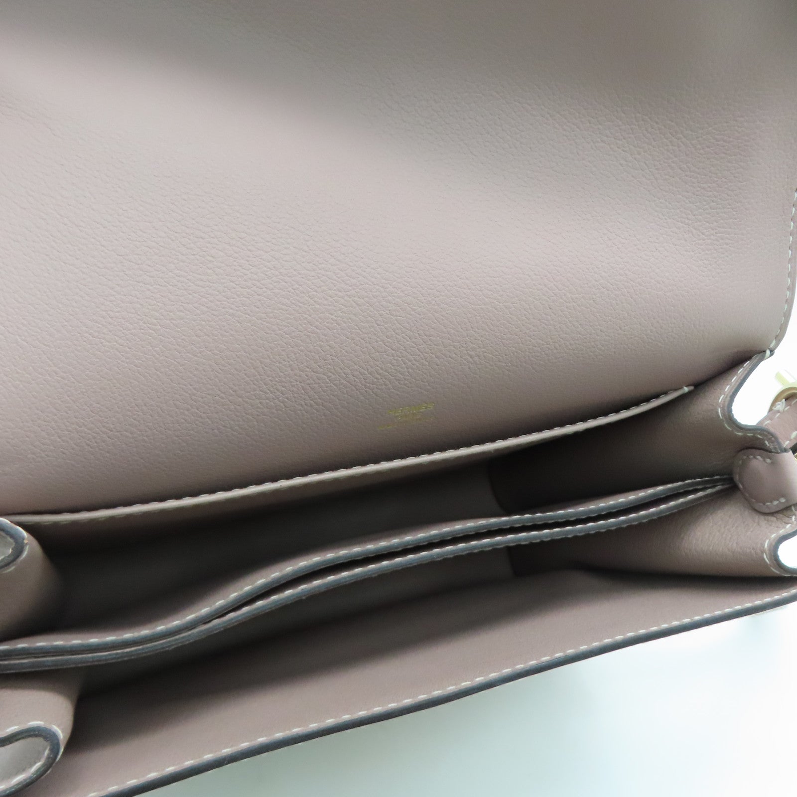 HERMES Evercolor皮革Roulis 23金扣肩背袋Glycine褐色