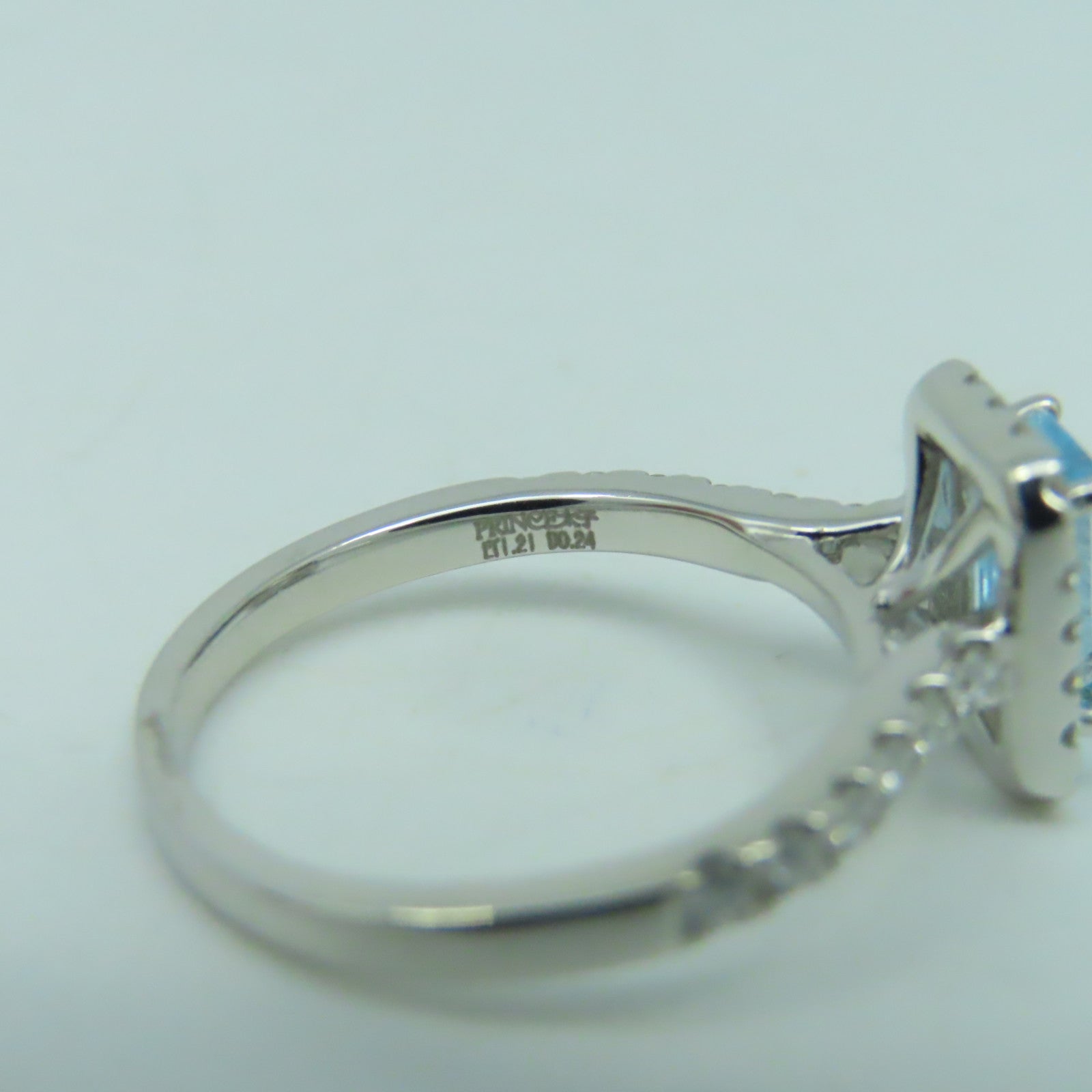 JEWELRY 18K白金Aquamarine Diamond 1.21ct鑽石戒指US#5.5