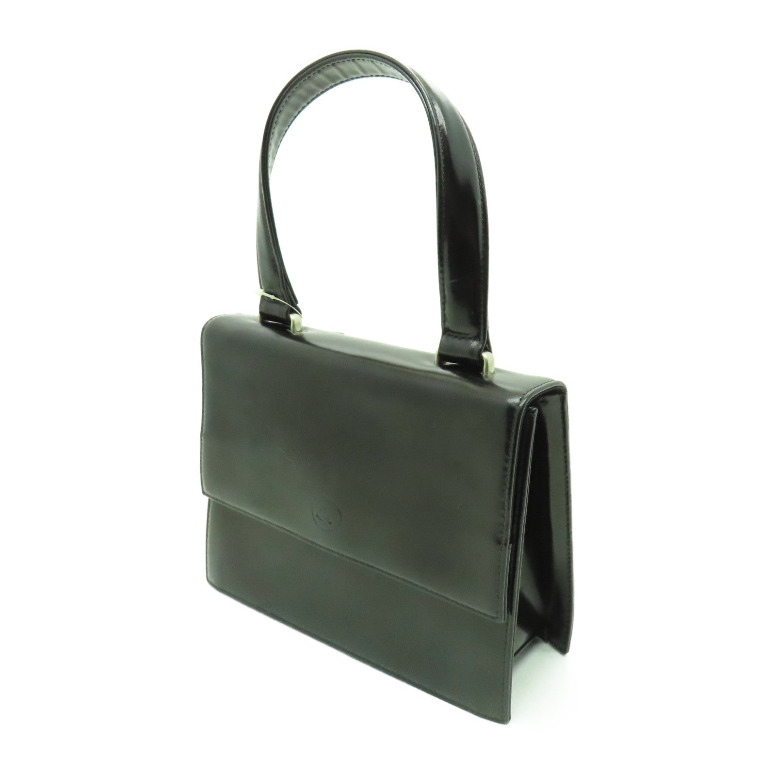 agnes b. 牛皮皮革Hand Bag銀扣手挽袋黑色