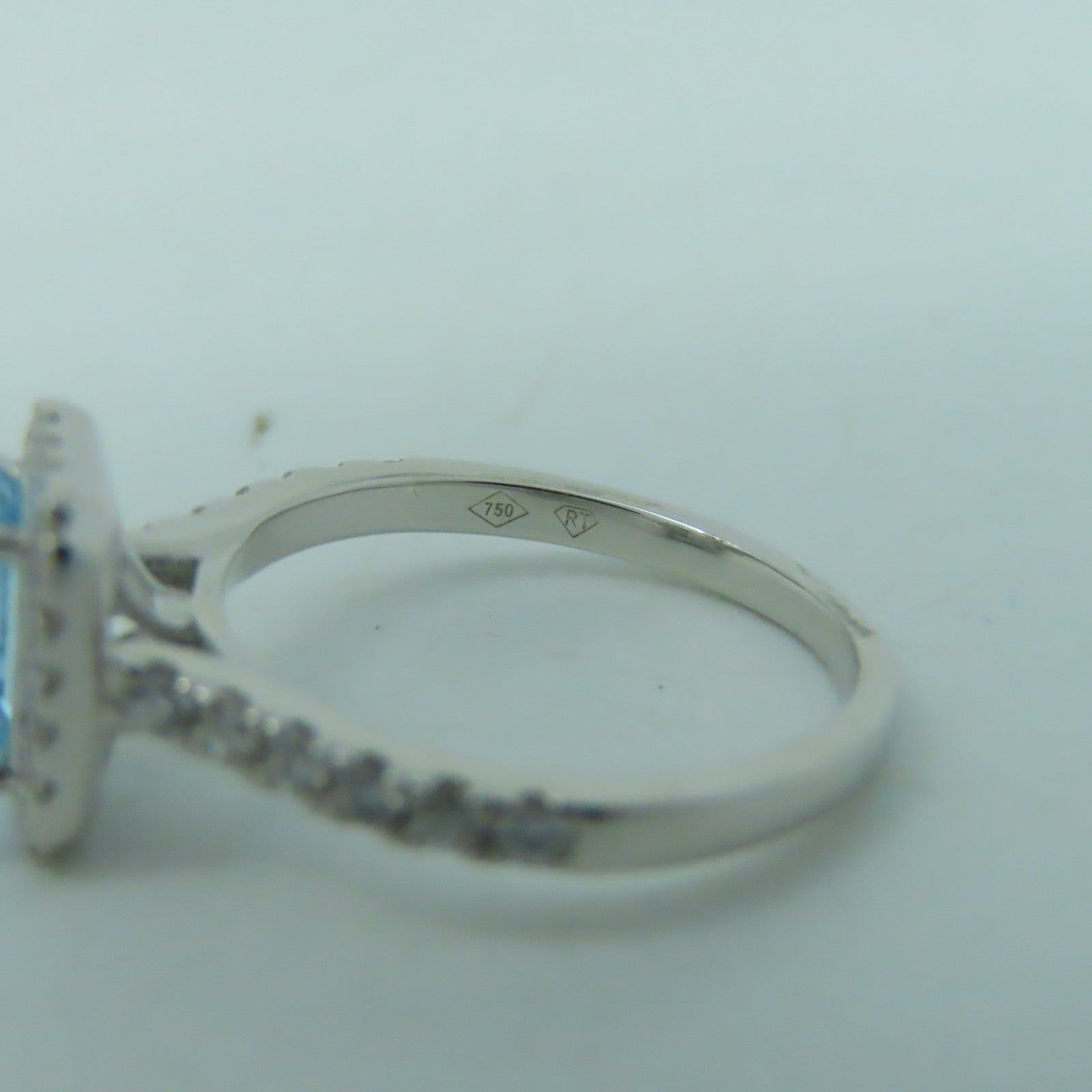 JEWELRY 18K白金Aquamarine Diamond 1.21ct鑽石戒指US#5.5