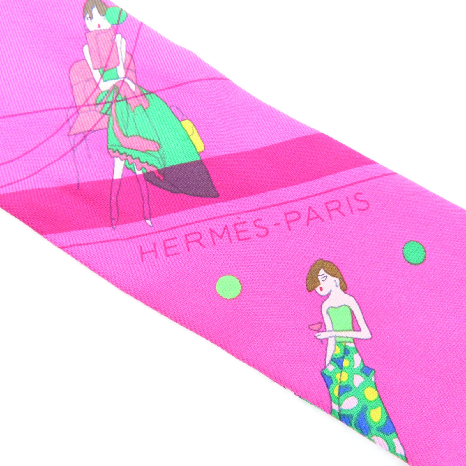 HERMES 丝质Twilly丝巾粉红色