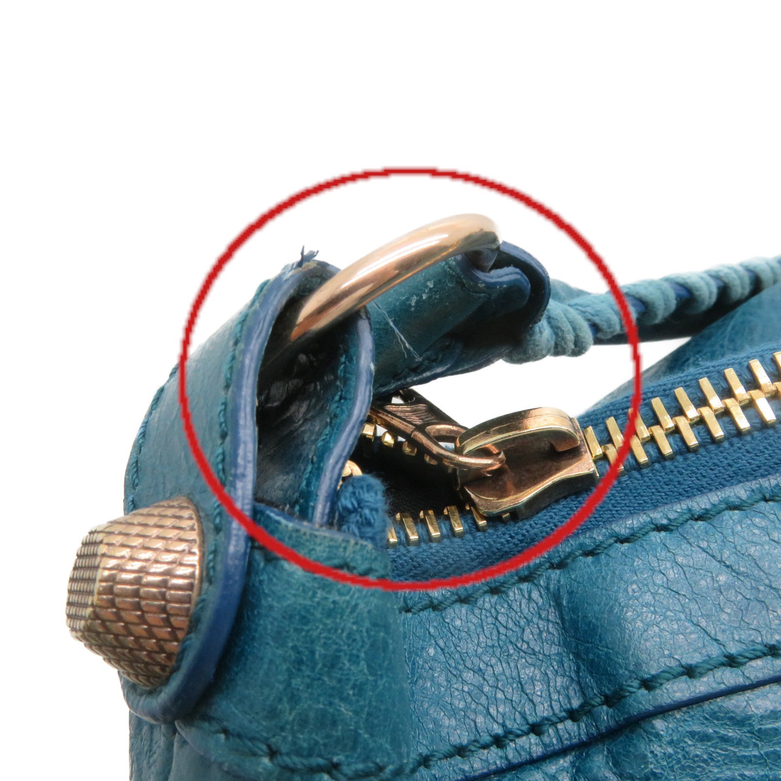 BALENCIAGA Leather Shoulder Bag Green Blue