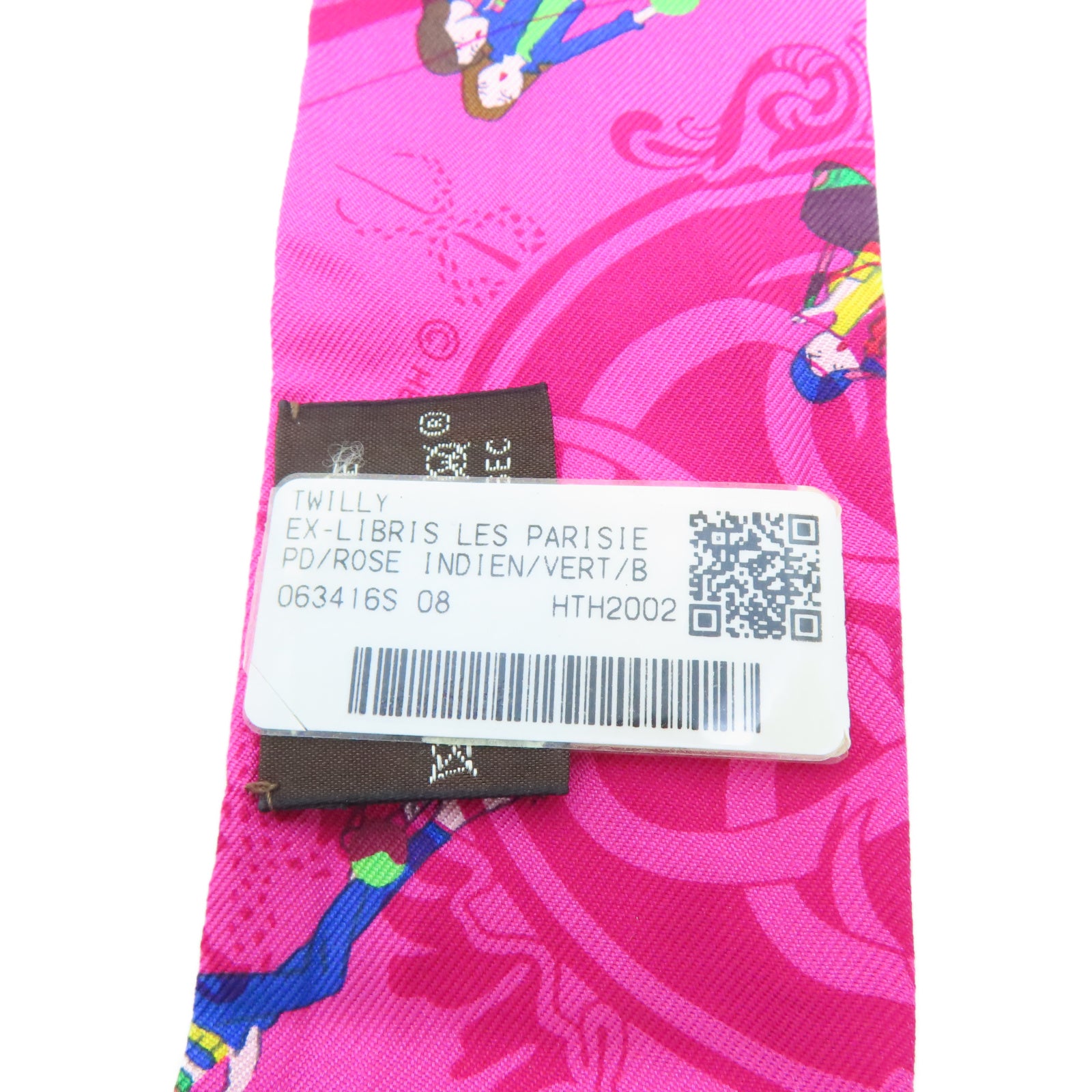 HERMES 丝质Twilly丝巾粉红色