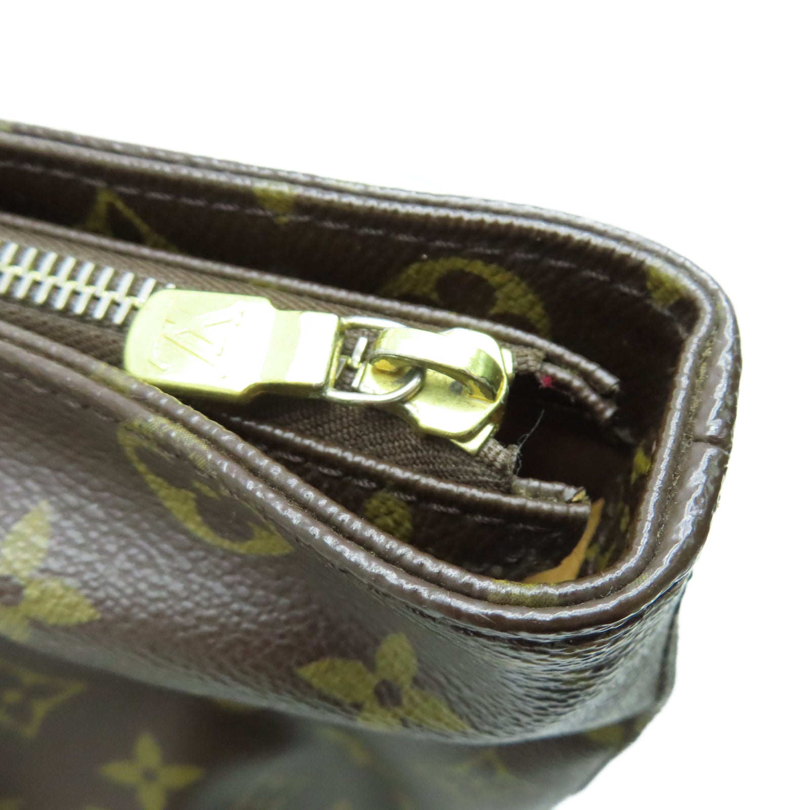 LOUIS VUITTON Monogram Cabas Mezzo金扣手挽袋棕色