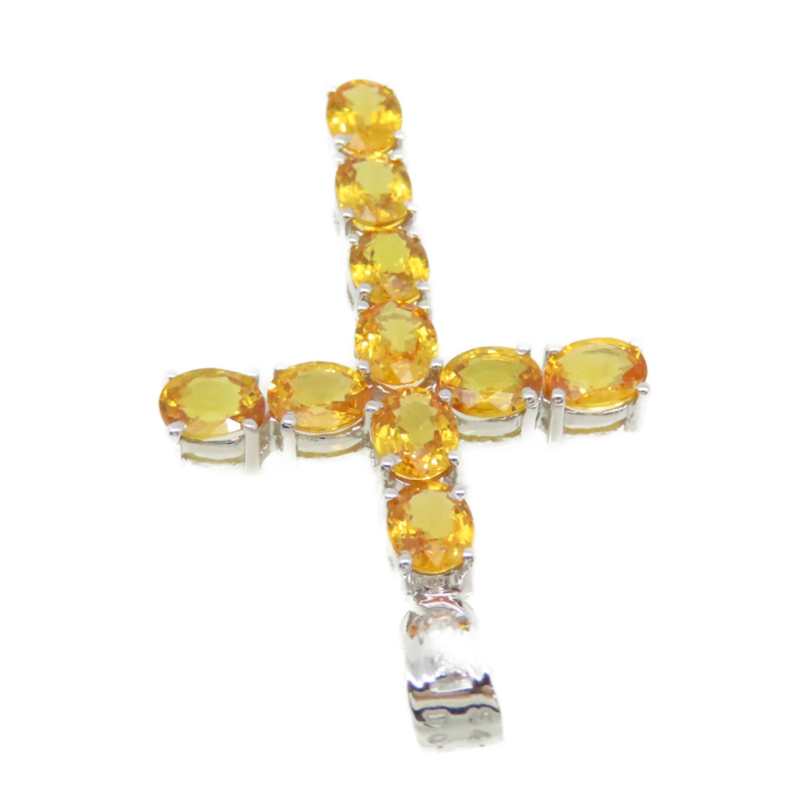 JEWELRY 18K白金Yellow Sapphire Pendant Top 0.54ct黃色藍寶石/0.03ct鑽石吊墜