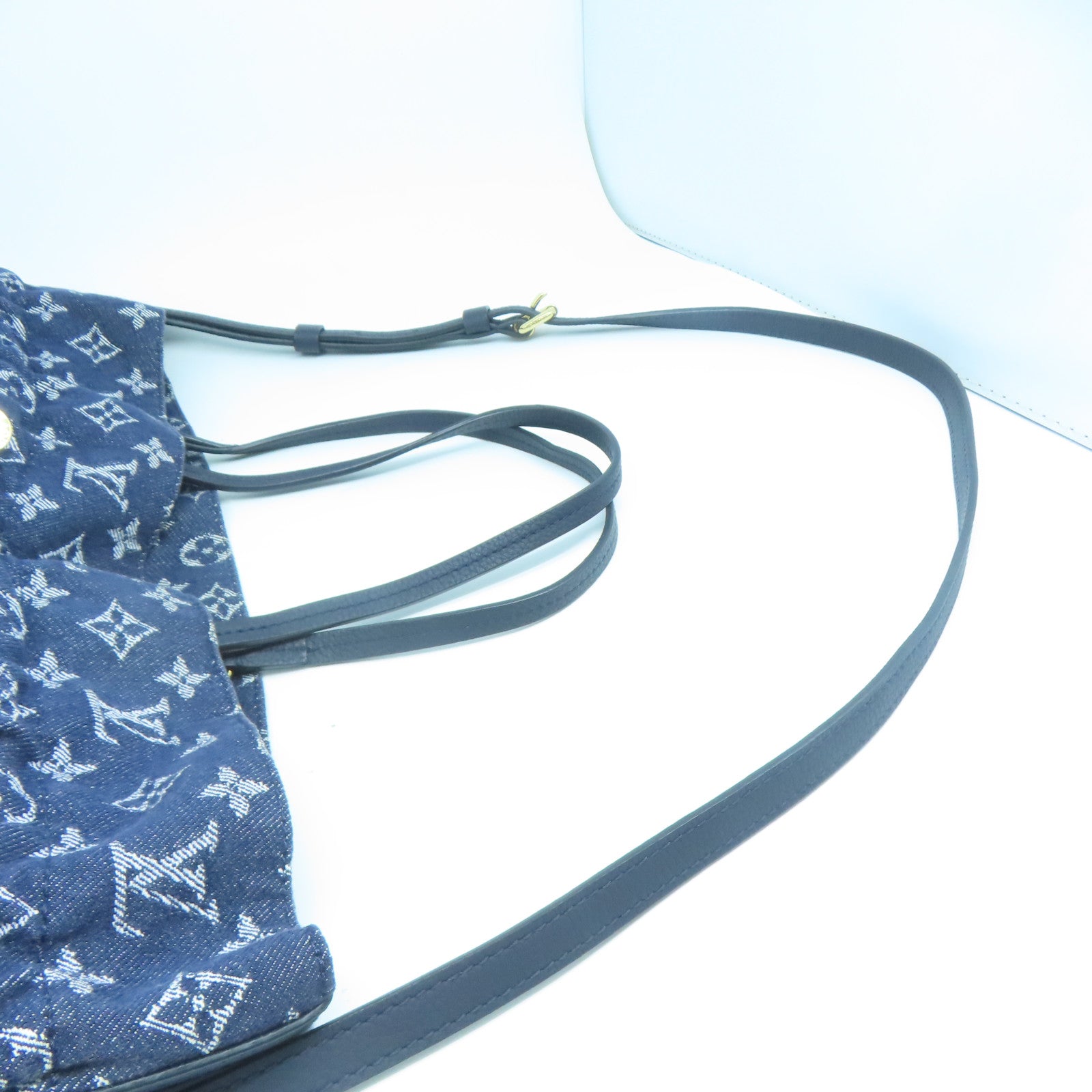 LOUIS VUITTON Monogram Denim Noefle MM金扣手挽肩背兩用袋藍色