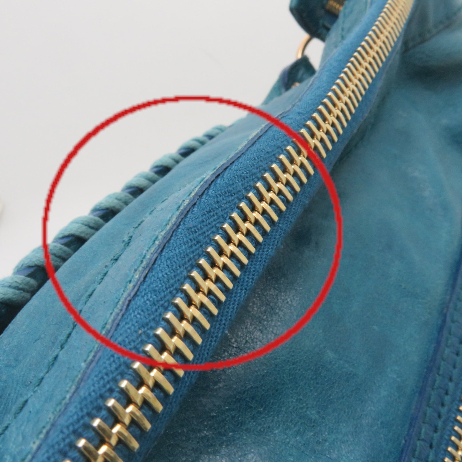 BALENCIAGA Leather Shoulder Bag Green Blue