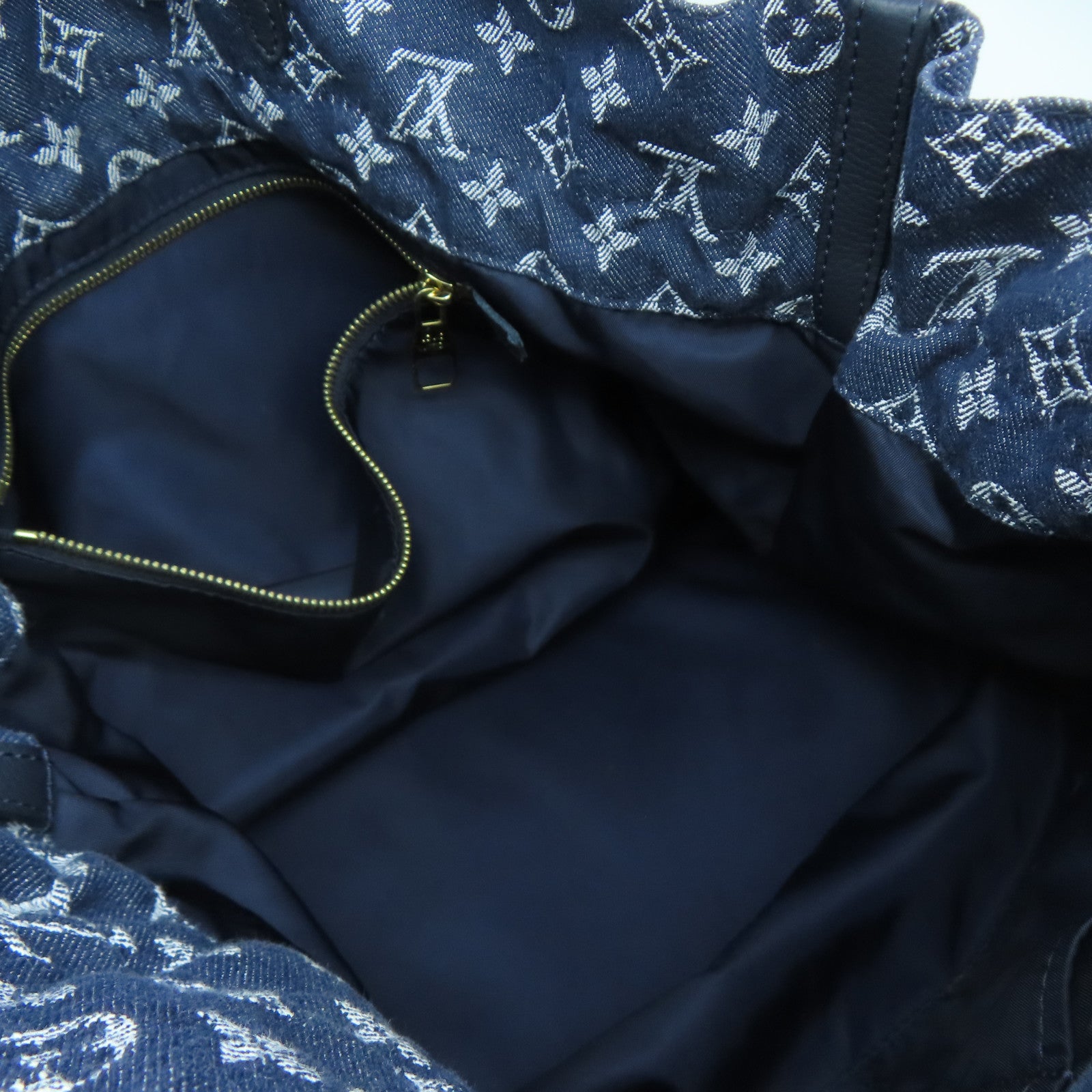 LOUIS VUITTON Monogram Denim Noefle MM金扣手挽肩背兩用袋藍色