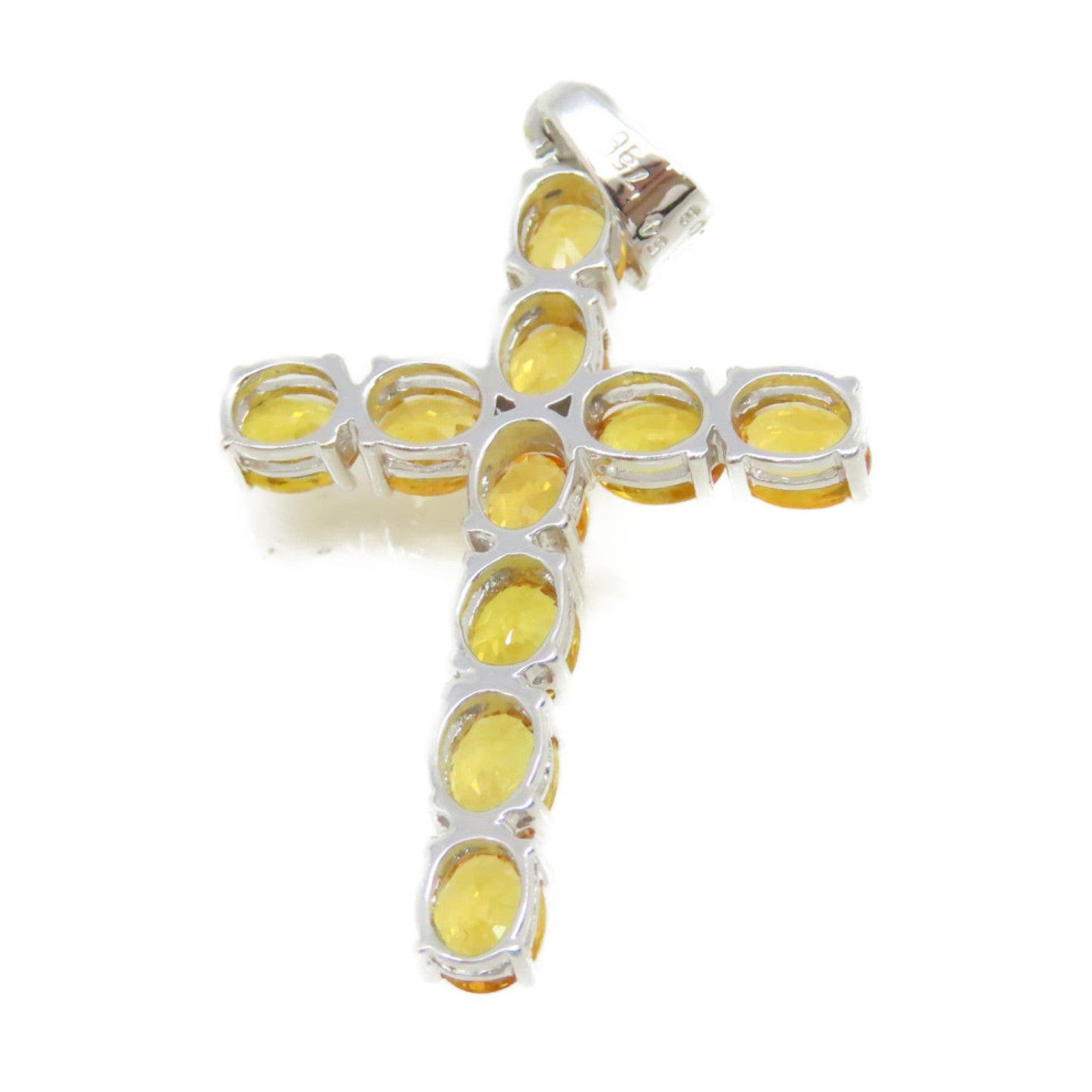 JEWELRY 18K白金Yellow Sapphire Pendant Top 0.54ct黃色藍寶石/0.03ct鑽石吊墜