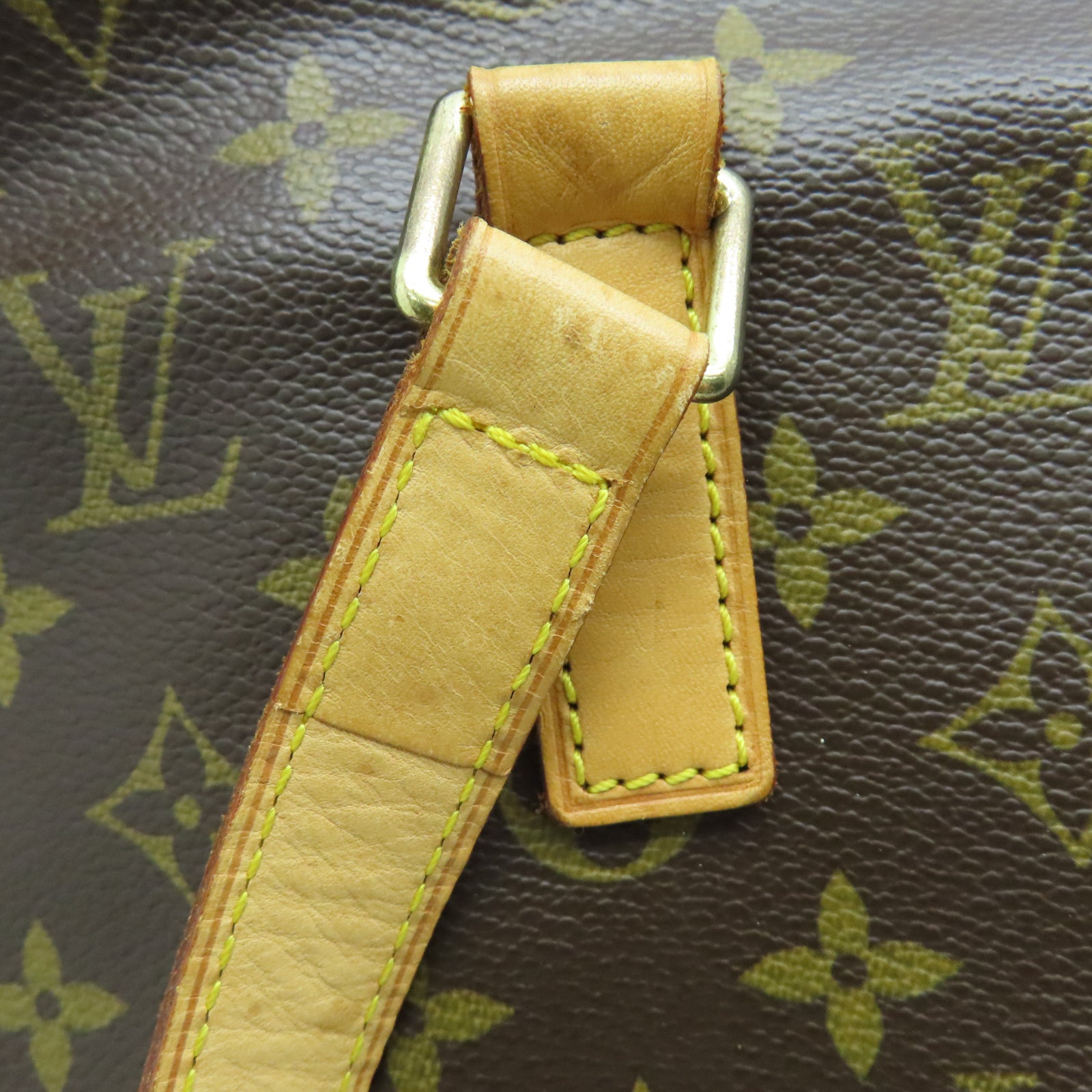 LOUIS VUITTON Monogram Cabas Mezzo金扣手挽袋棕色