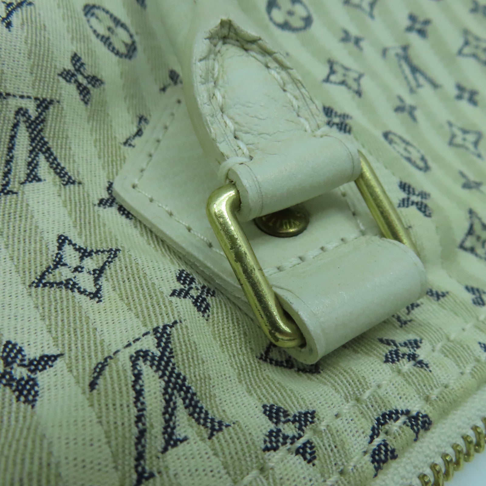 LOUIS VUITTON Monogram Mini Speedy 30金扣手挽袋白色