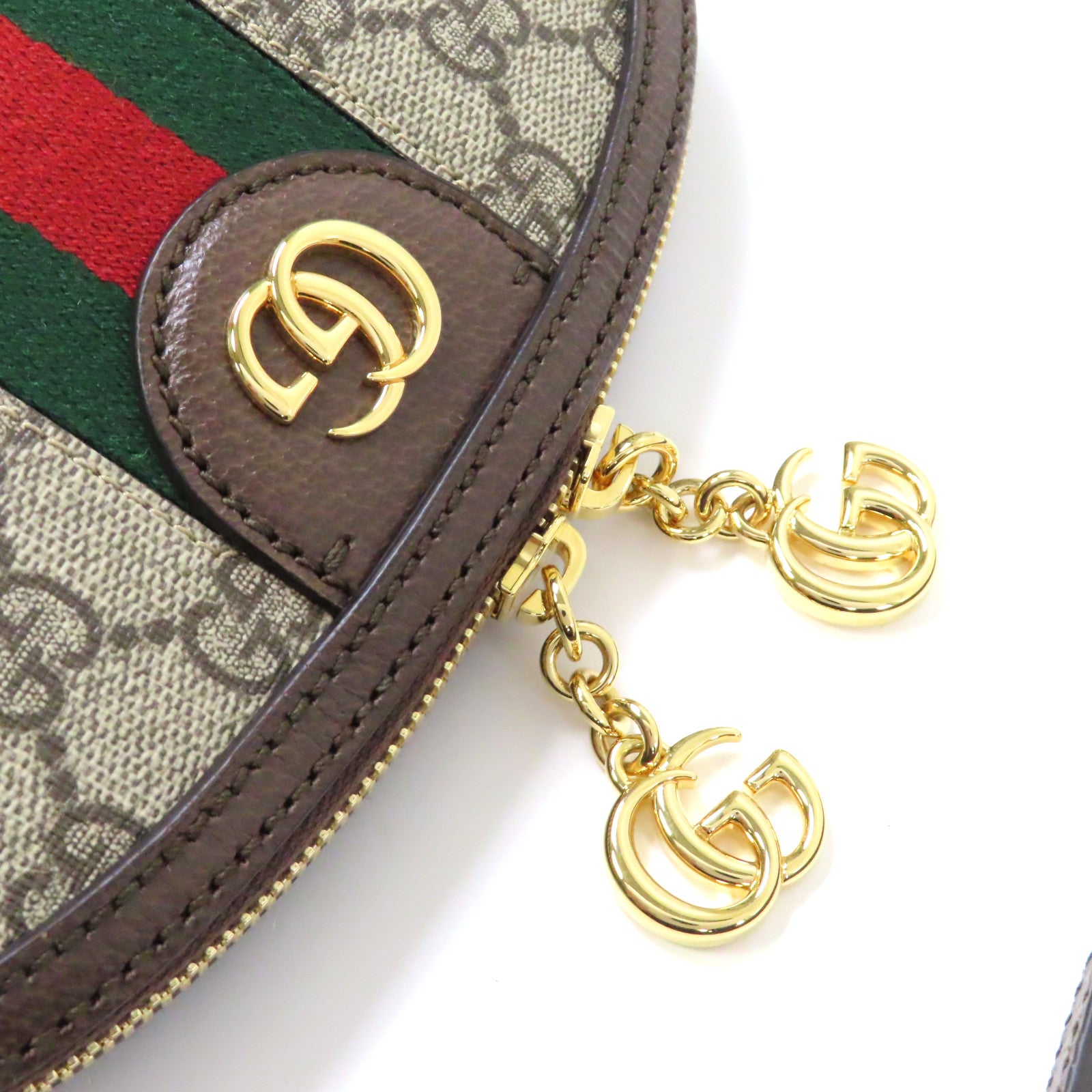 GUCCI 塗層帆布Ophidia GG金扣肩背袋啡色