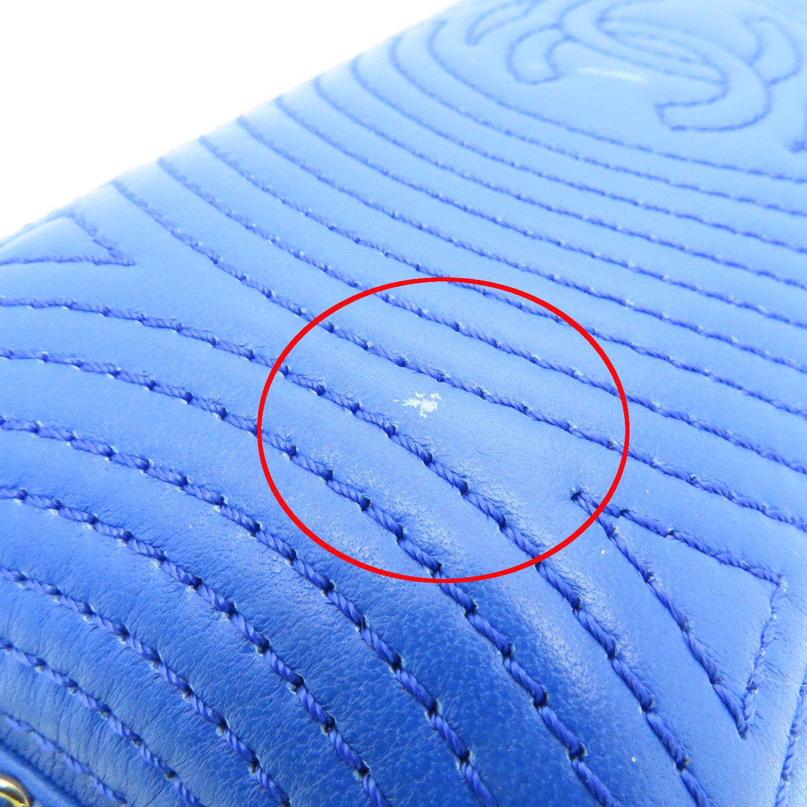 CHANEL 羊皮皮革Chain Shoulder Bag金扣鏈帶肩背袋藍色
